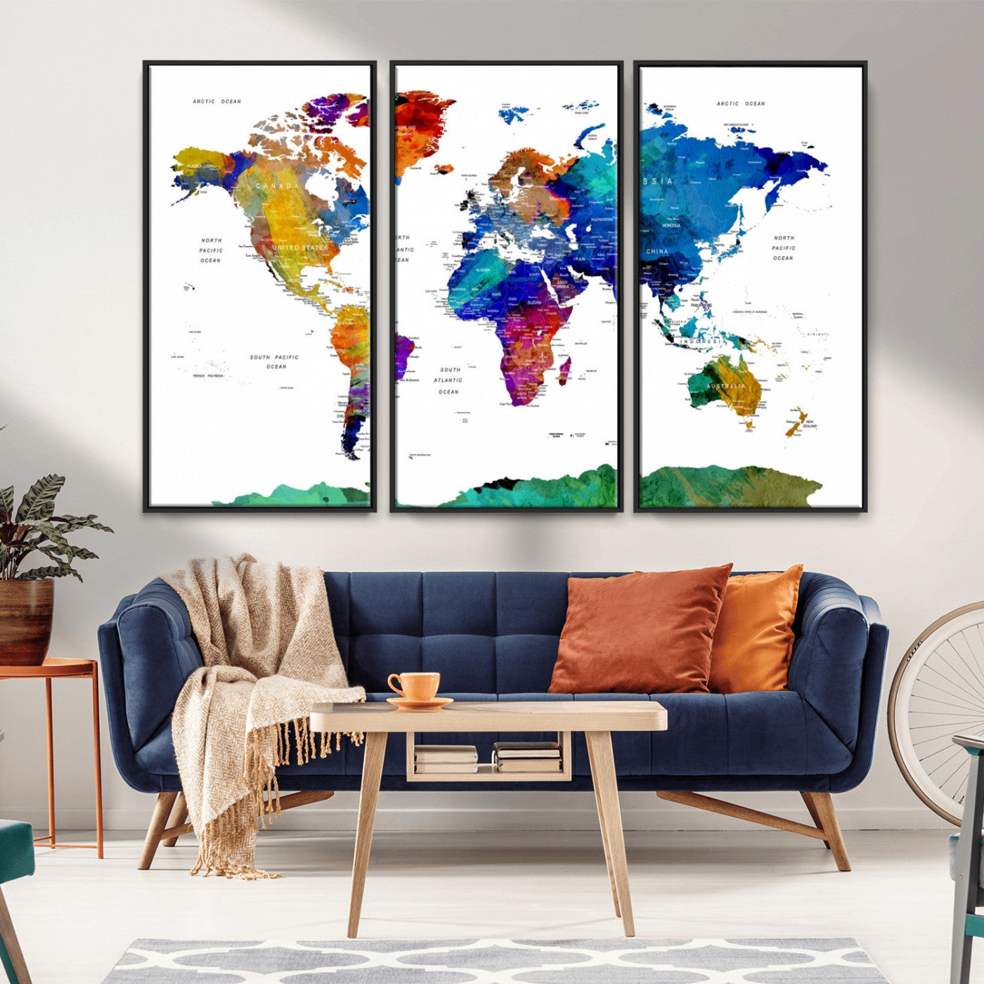 -Push Pin World Map Canvas Print – Framed Wall Art for Couples to Track Their Travels – Anniversary