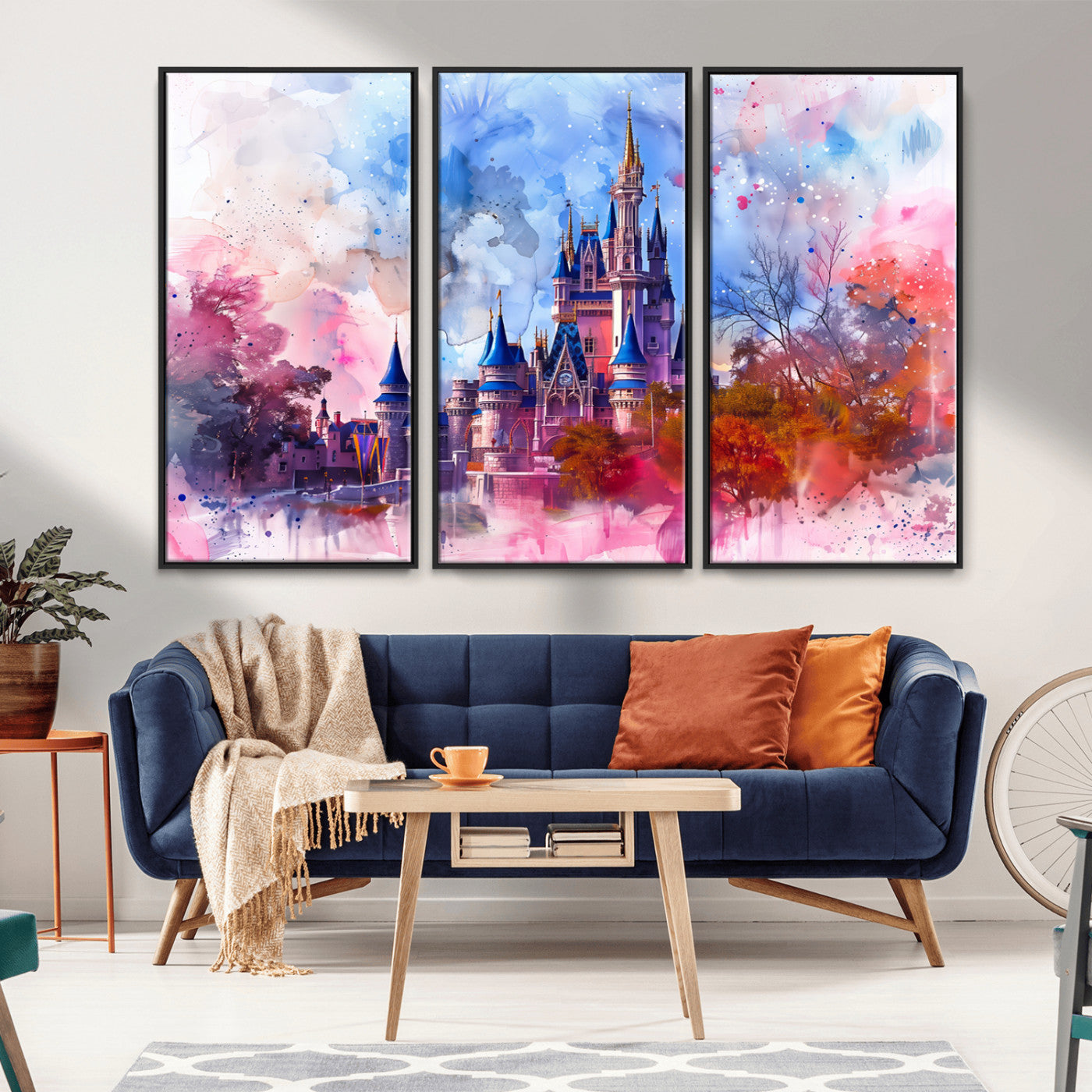 MGV-FC-48X32-3P - Disney Wall Art: Dreamy Watercolor Cinderella Castle Canvas Print