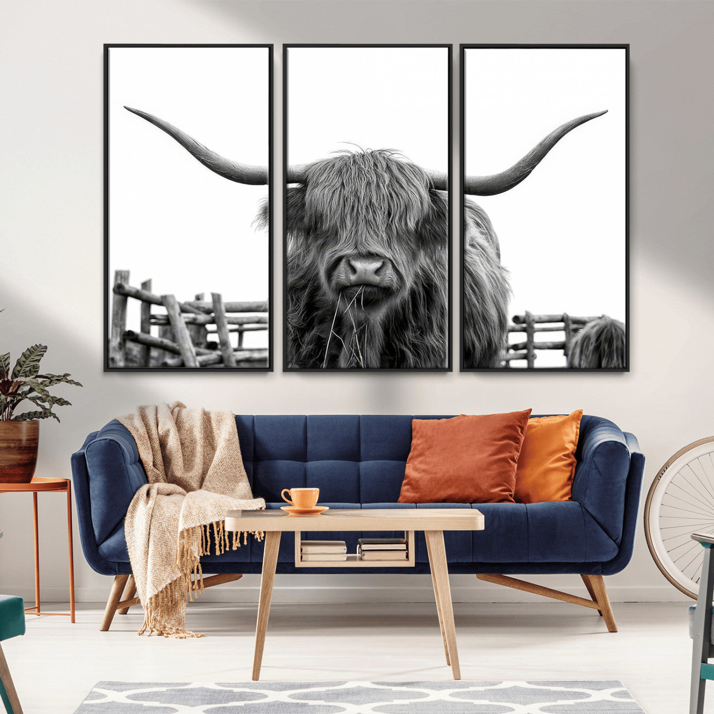 MGV-FC-48X32-3P - Longhorn Canvas Print, Bighorn Cow Wall Art Canvas Print