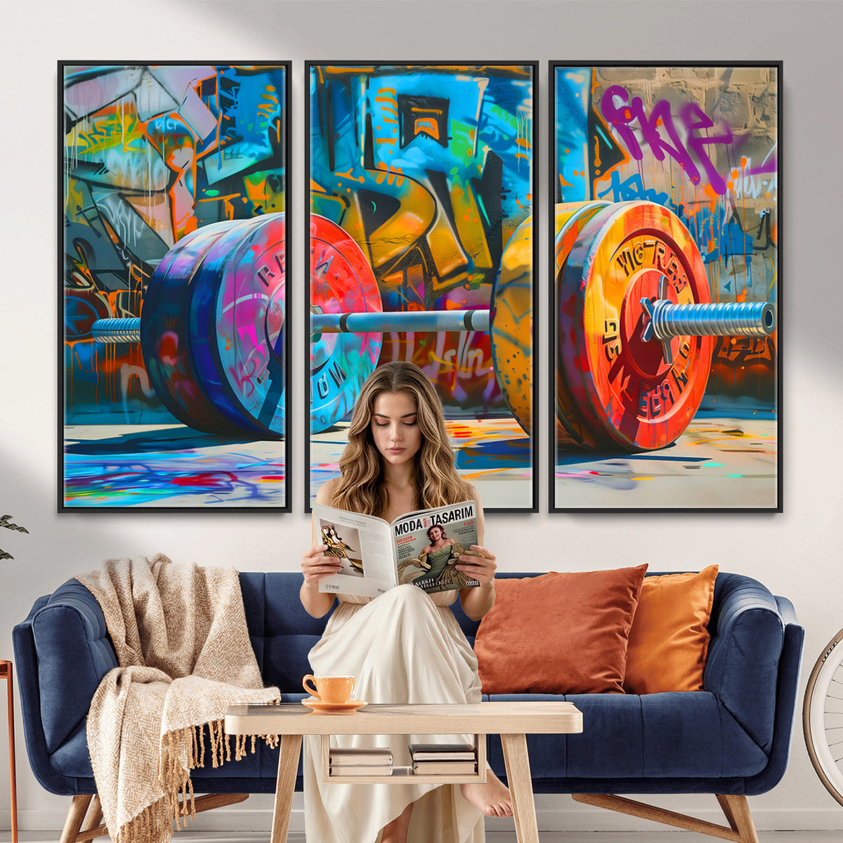 70871-MGV-CV-36X24 - Fitness Gym Barbell Graffiti Wall Art Canvas Print