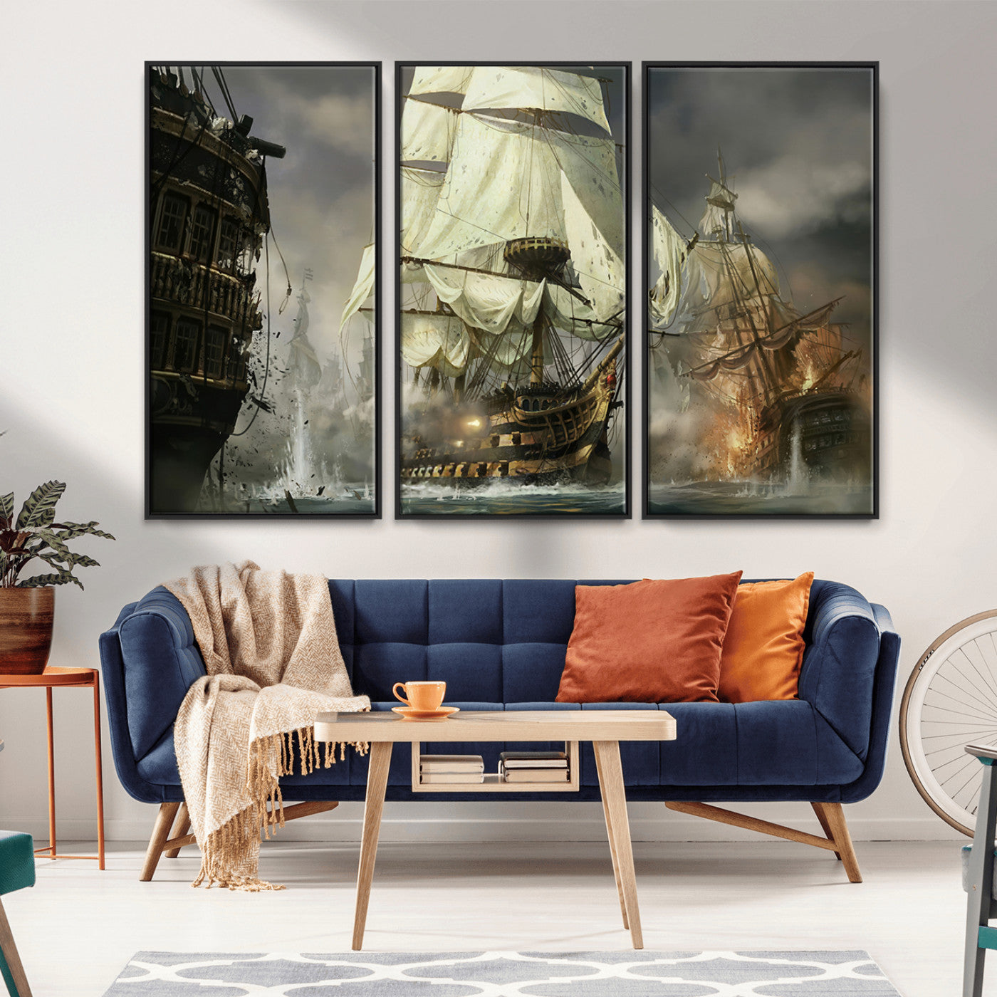 MGV-FC-48X32-3P - Pirate Ship War Wall Art Canvas Print