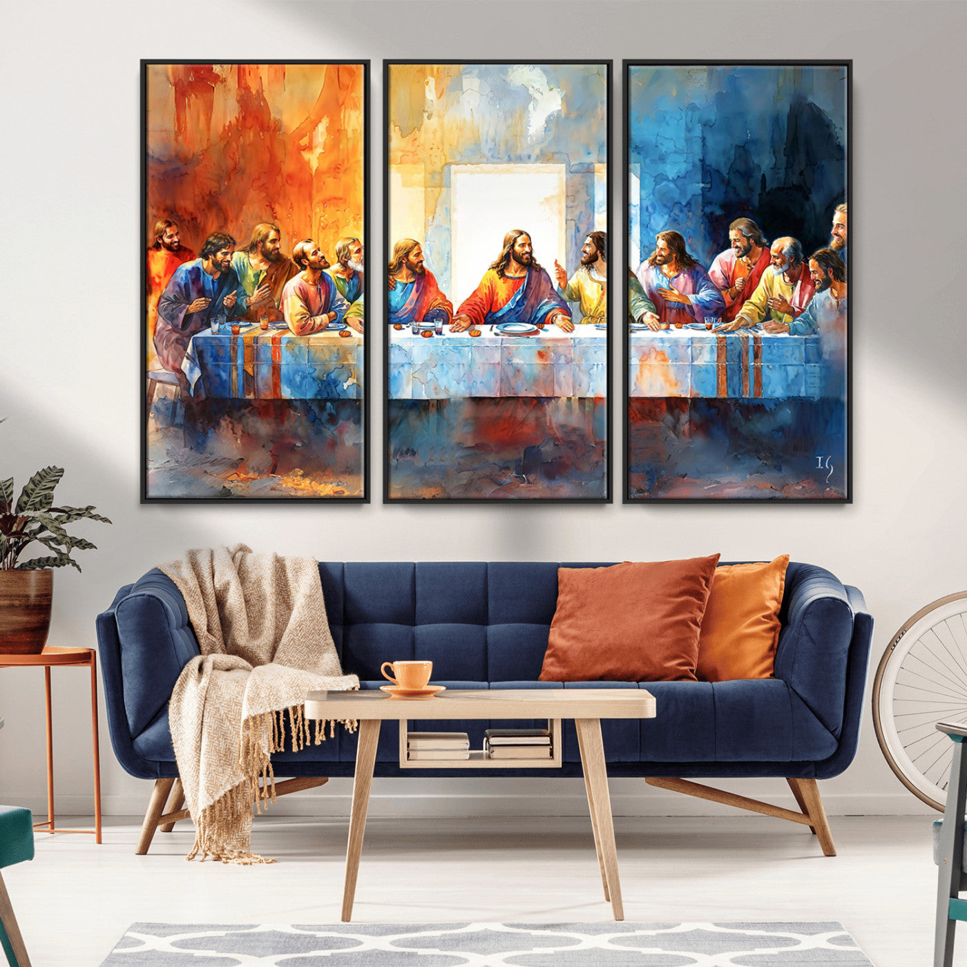 MGV-FC-48X32-3P - Abstract Waterolor The Last Supper Wall Art