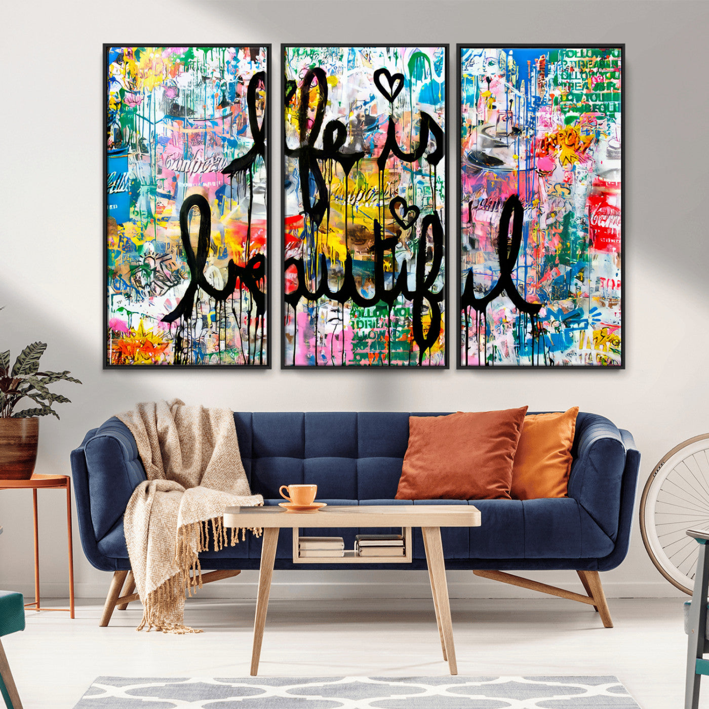 MGV-FC-48X32-3P - Life Beautiful Wall Art Canvas Print | Graffiti Wall Art Canvas Print