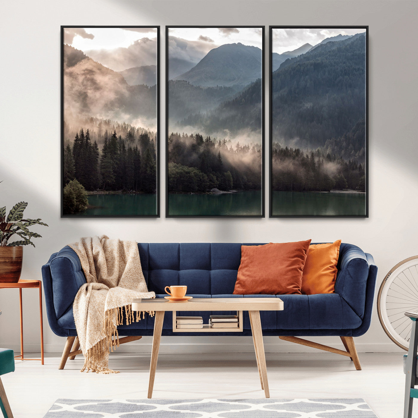 MGV-FC-48X32-3P - Foggy Mountain Canvas Print Forest Wall Art