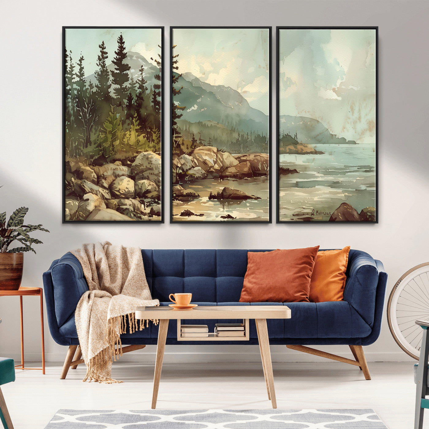 MGV-FC-48X32-3P - Abstract Acadia National Park Wall Art Canvas Print - Stunning 3-Panel Wall Art Canvas Print, Framed, Ready to Hang
