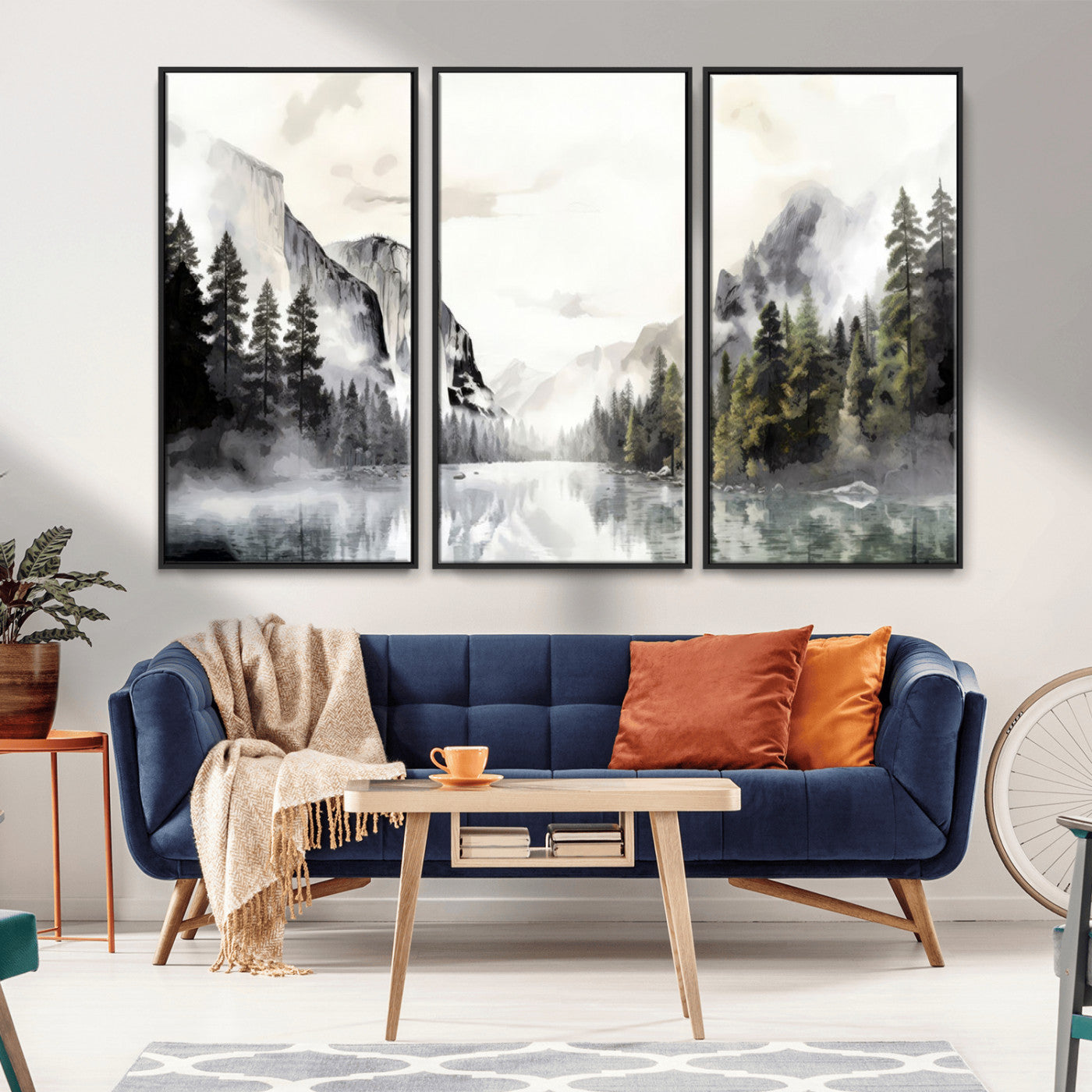 MGV-FC-48X32-3P - Yosemite Valley Wall Art Canvas Print – Framed and Ready to Hang – Majestic Nature Landscape Décor