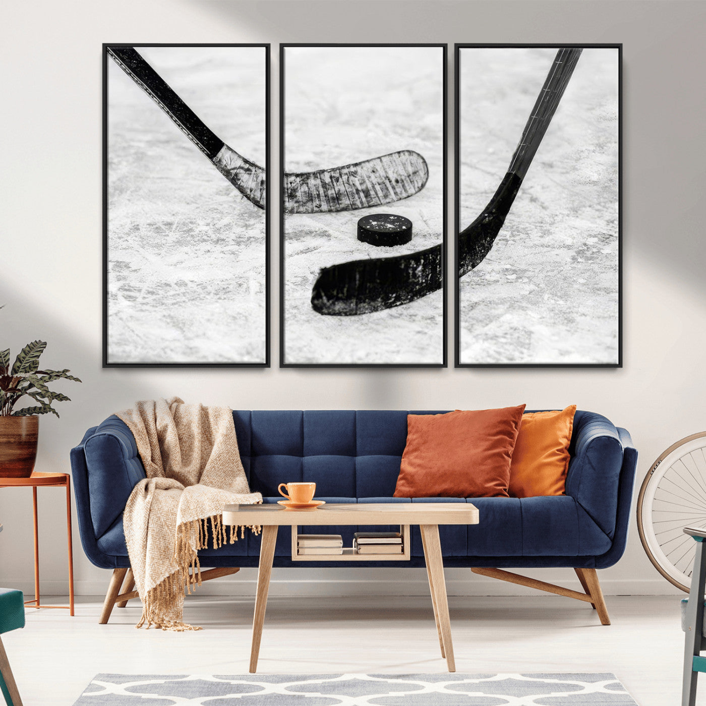 MGV-FC-48X32-3P - Winter Ice Hockey Sport Canvas Wall Art Print - Hockey Wall Art Print