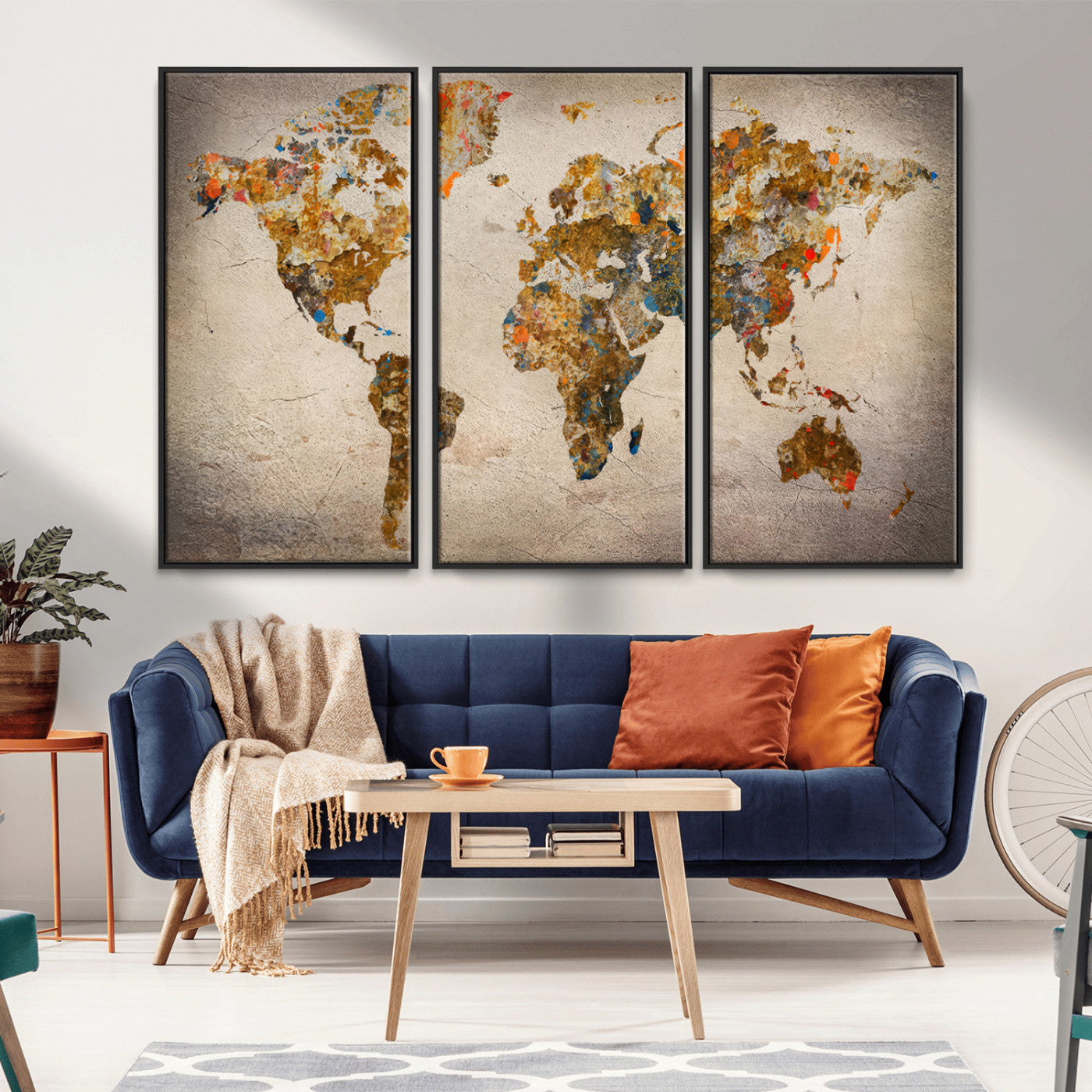 MGV-FC-48X32-3P - Push Pin World Map Canvas Print – Framed Wall Art for Couples to Track Their Travels – Anniversary