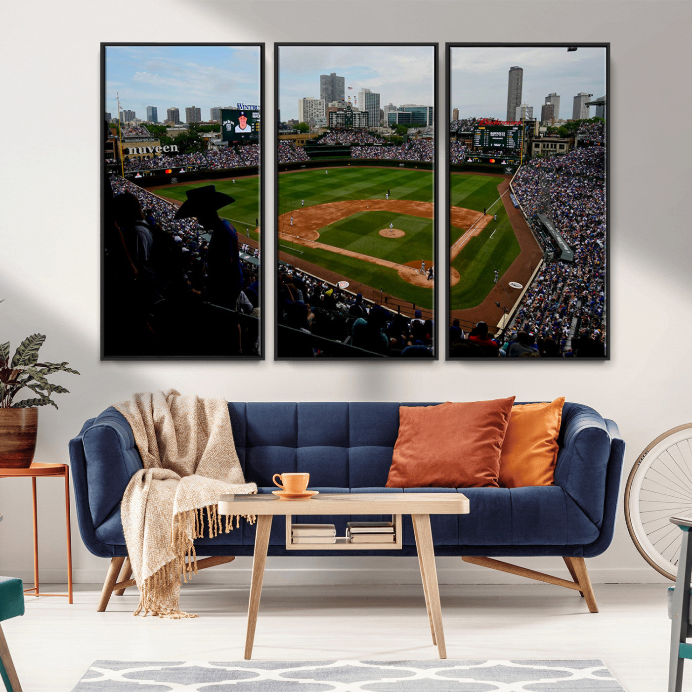 MGV-FC-48X32-3P - Chicago Cubs Baseball Team Print - Wrigley Field Stadium Wall Art Canvas Print