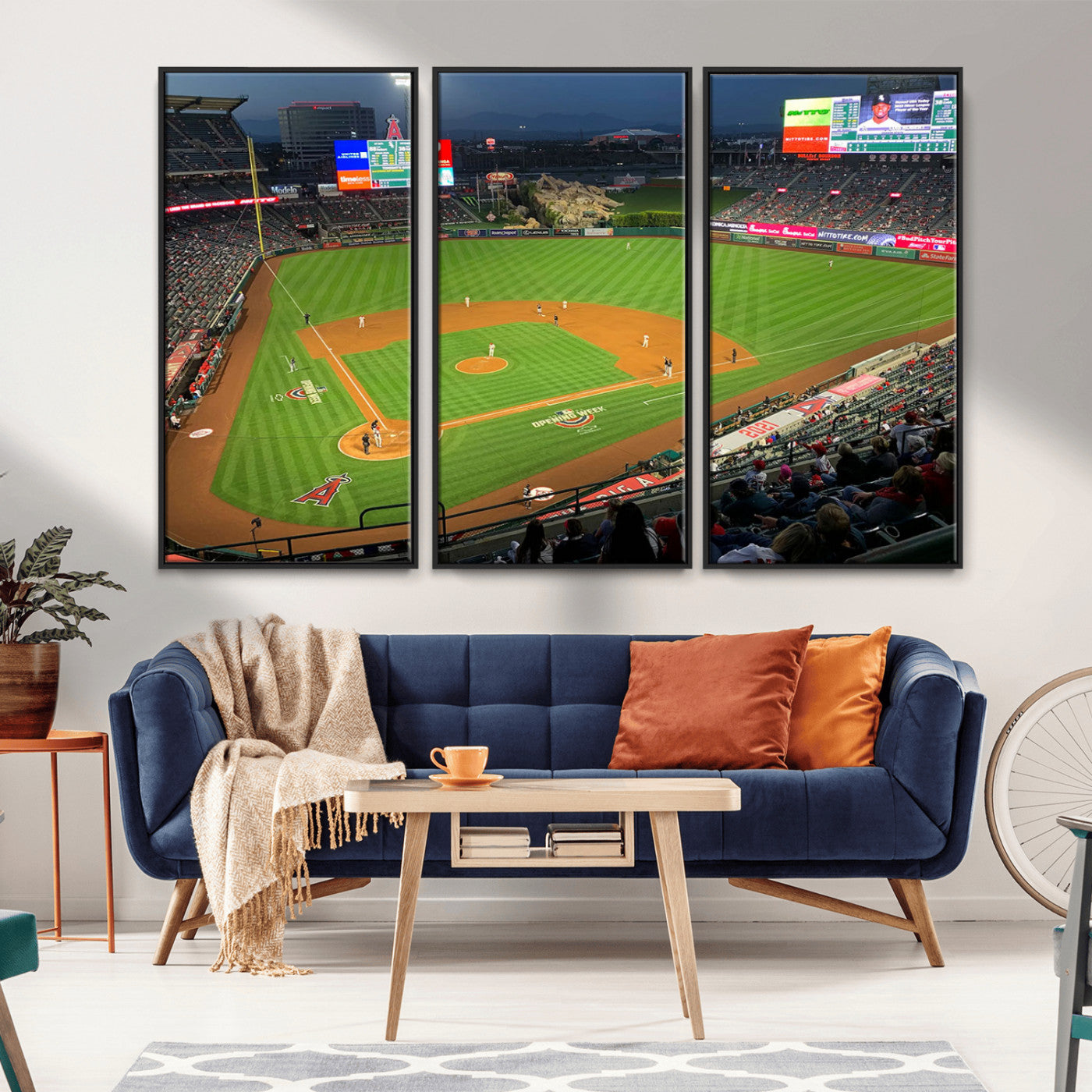 MGV-FC-48X32-3P - Angel Stadium Aerial View – Los Angeles Angels Baseball Canvas Print, Framed, Ready to Hang