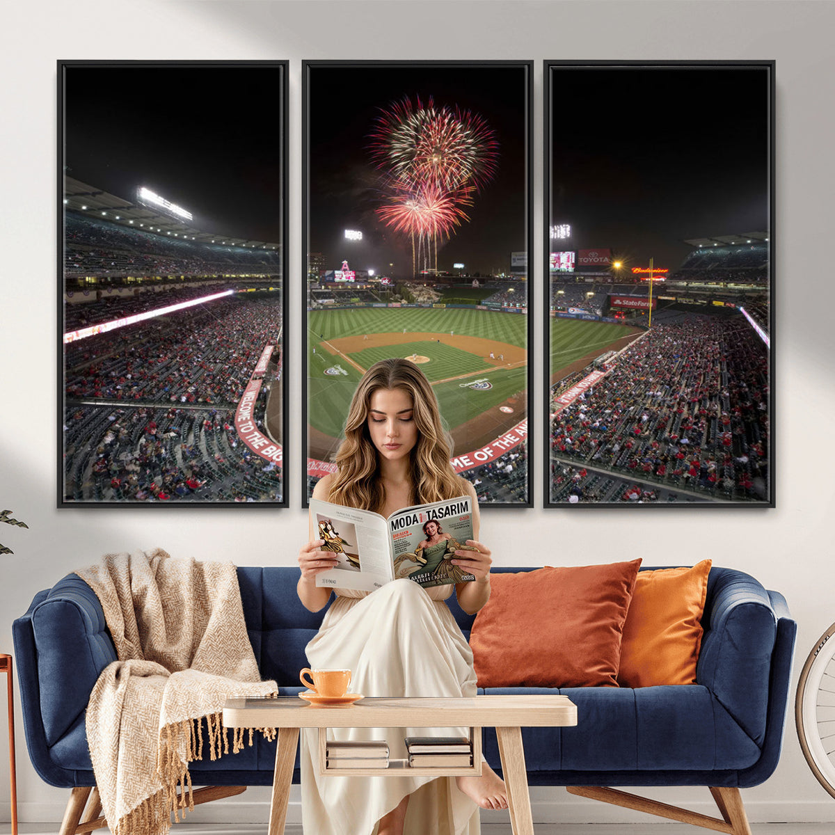 63592-MGV-CV-36X24 - Angel Stadium in Los Angeles Stadium Wall Art Canvas Print