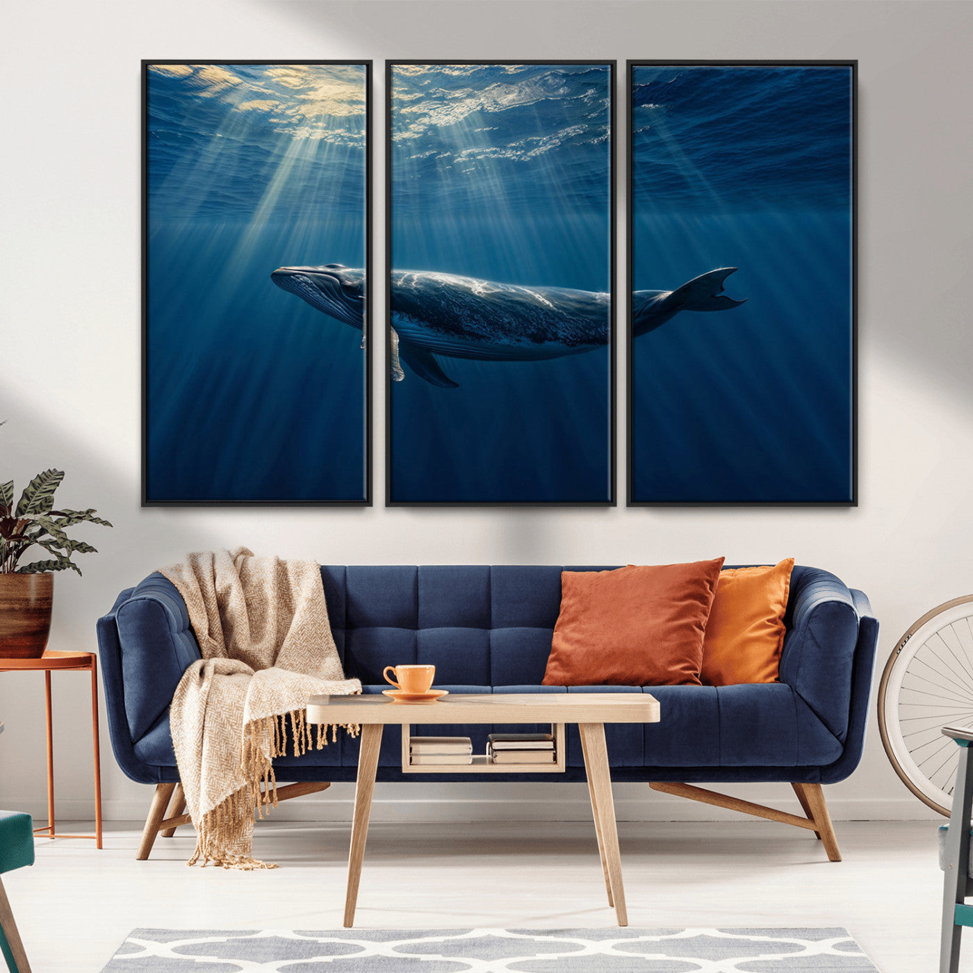 18052-MGV-FC-48X32-3P_Black-Whale under Ocean Wall Art Canvas Print