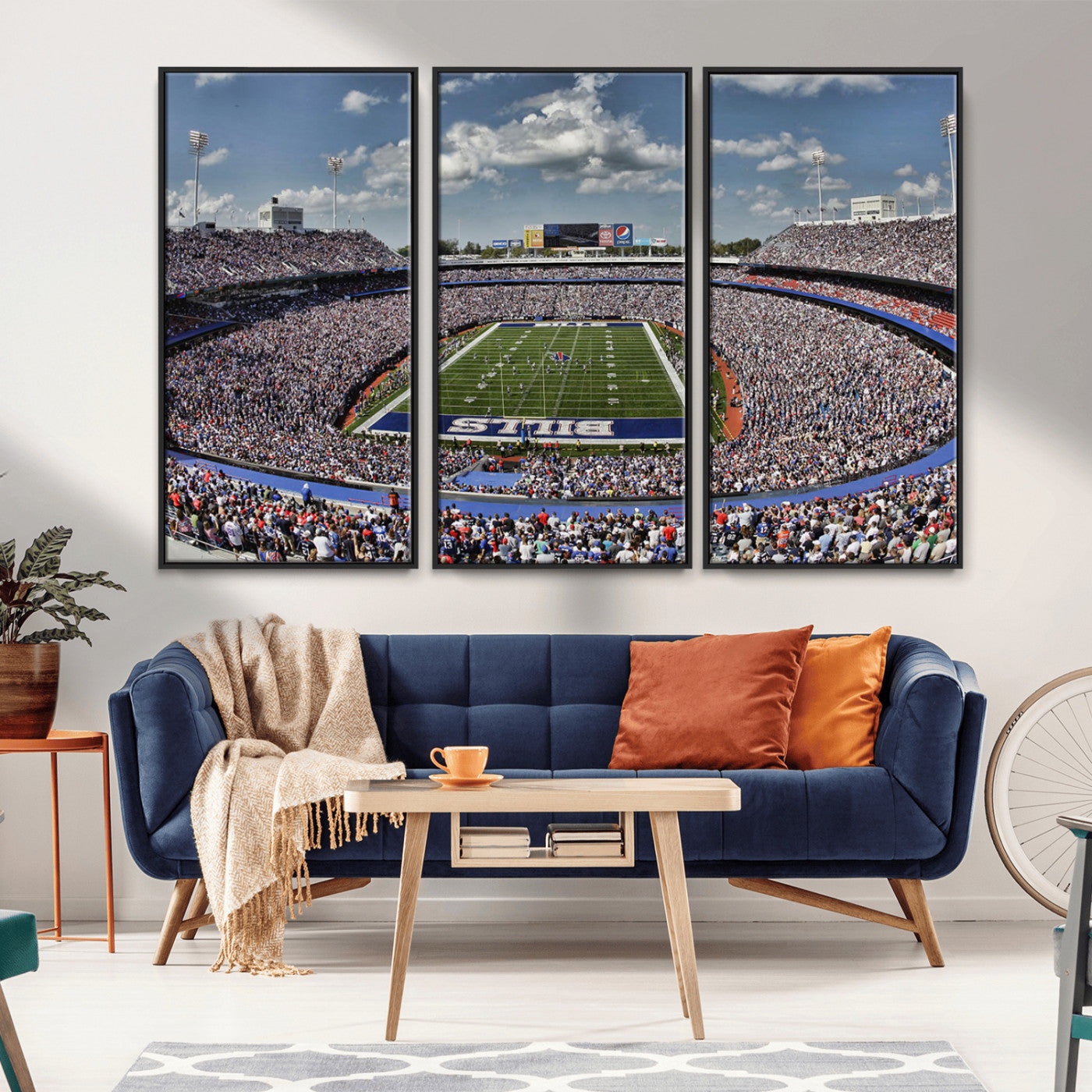 MGV-FC-48X32-3P - Buffalo Bills Highmark Stadium Wall Art Canvas Print - Bills Stadium Game Day Triple Canvas Wall Art - Buffalo Bills NFL Match