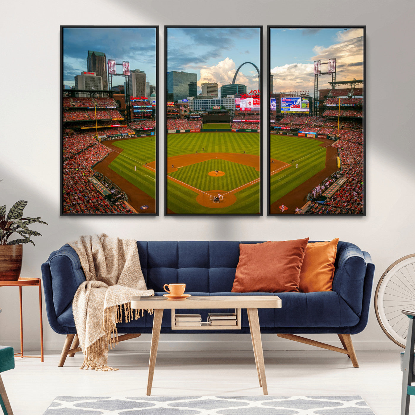 MGV-FC-48X32-3P - Busch Stadium Wall Art Print | St. Louis Cardinals Baseball Stadium Canvas Print | Framed Sports Decor for Living Room, Man Cave Decor
