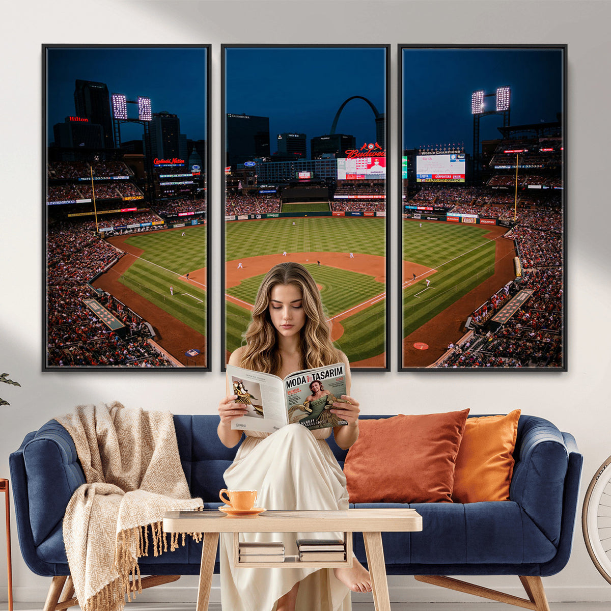 38612-MGV-CV-36X24 - St. Louis Cardinals Baseball Team Print - Busch Stadium Wall Art