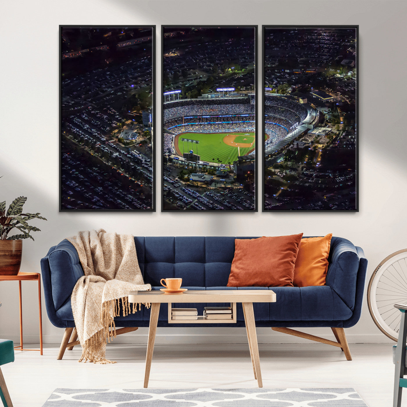 MGV-FC-48X32-3P - Los Angeles Dodgers Baseball Team Print - California Dodger Stadium Wall Art Canvas Print
