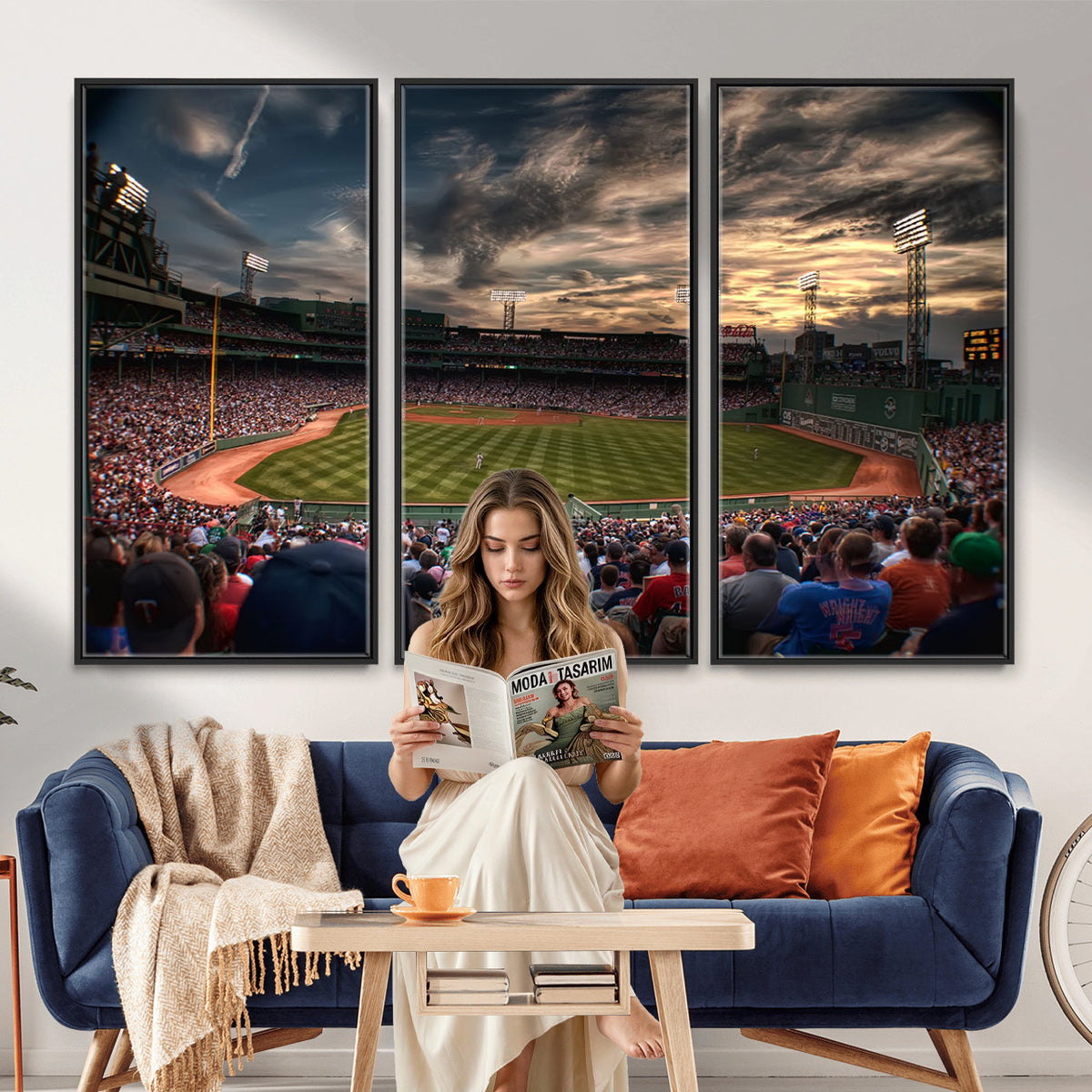 53432-MGV-CV-36X24 - Boston Red Sox Baseball Team Print, Massachusetts Fenway Park Stadium Wall Art Canvas Print