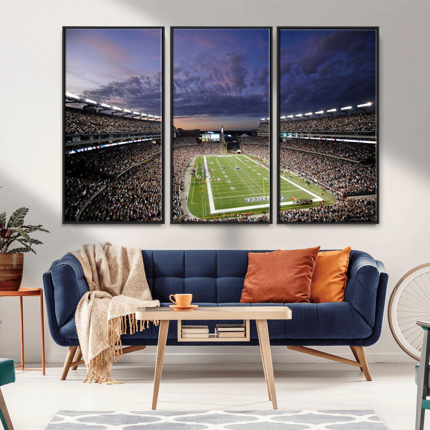 MGV-FC-48X32-3P - New England Patriots Football Team Print - Foxborough Gillette Stadium Wall Art Canvas Print