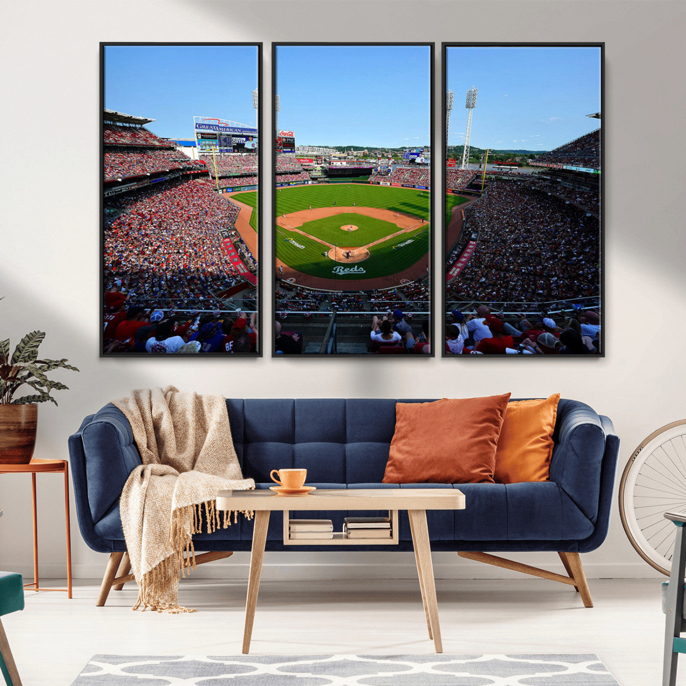 MGV-FC-48X32-3P - Cincinnati Reds Baseball Team Print - Great American Ball Park Stadium Wall Art Canvas Print