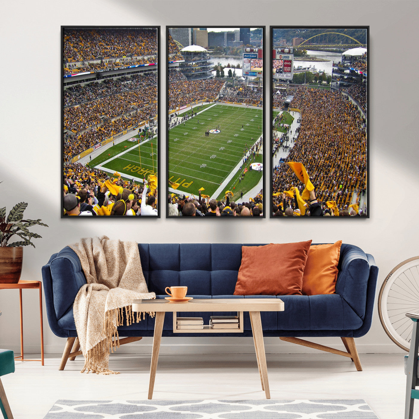 MGV-FC-48X32-3P - Pittsburgh Steelers Football Team Print - Pittsburgh Heinz Field Stadium Wall Art Canvas Print