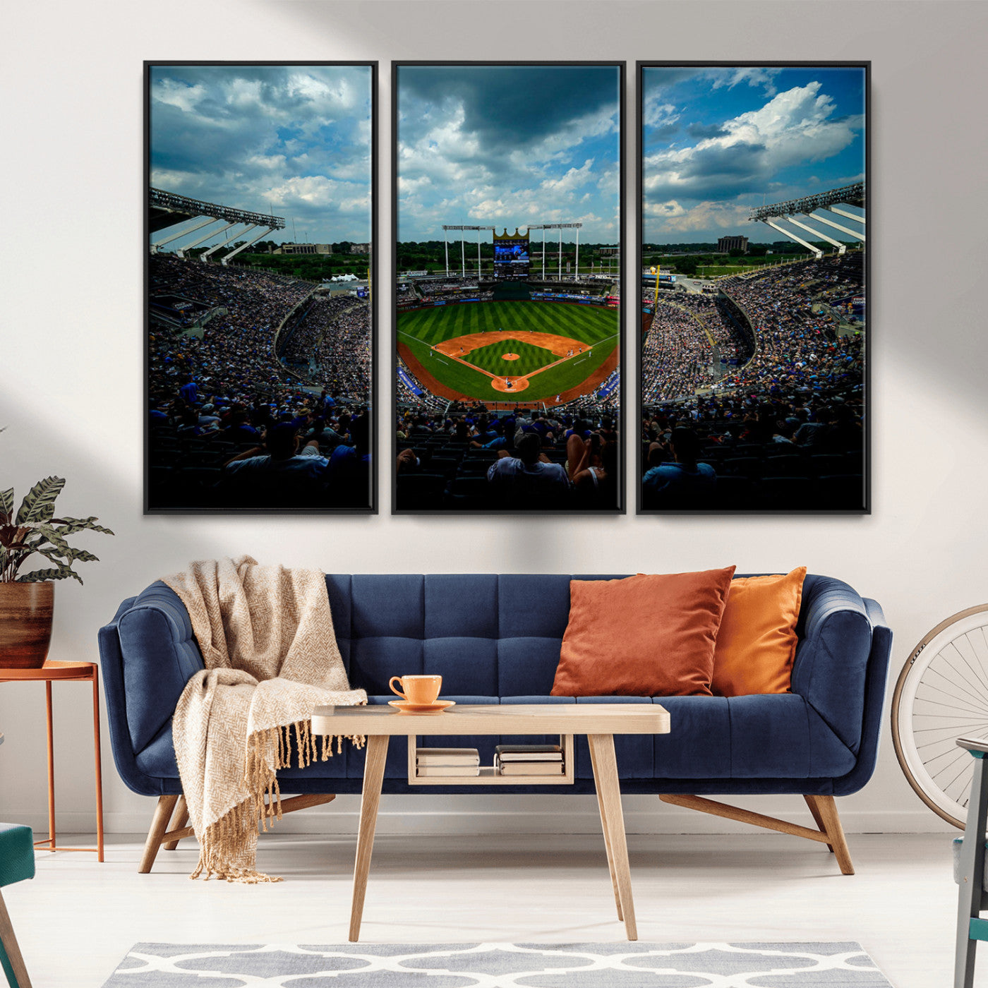 MGV-FC-48X32-3P - 3-Panel Kauffman Stadium Wall Art Print | Large Kansas City Royals Baseball Canvas Print for Sports