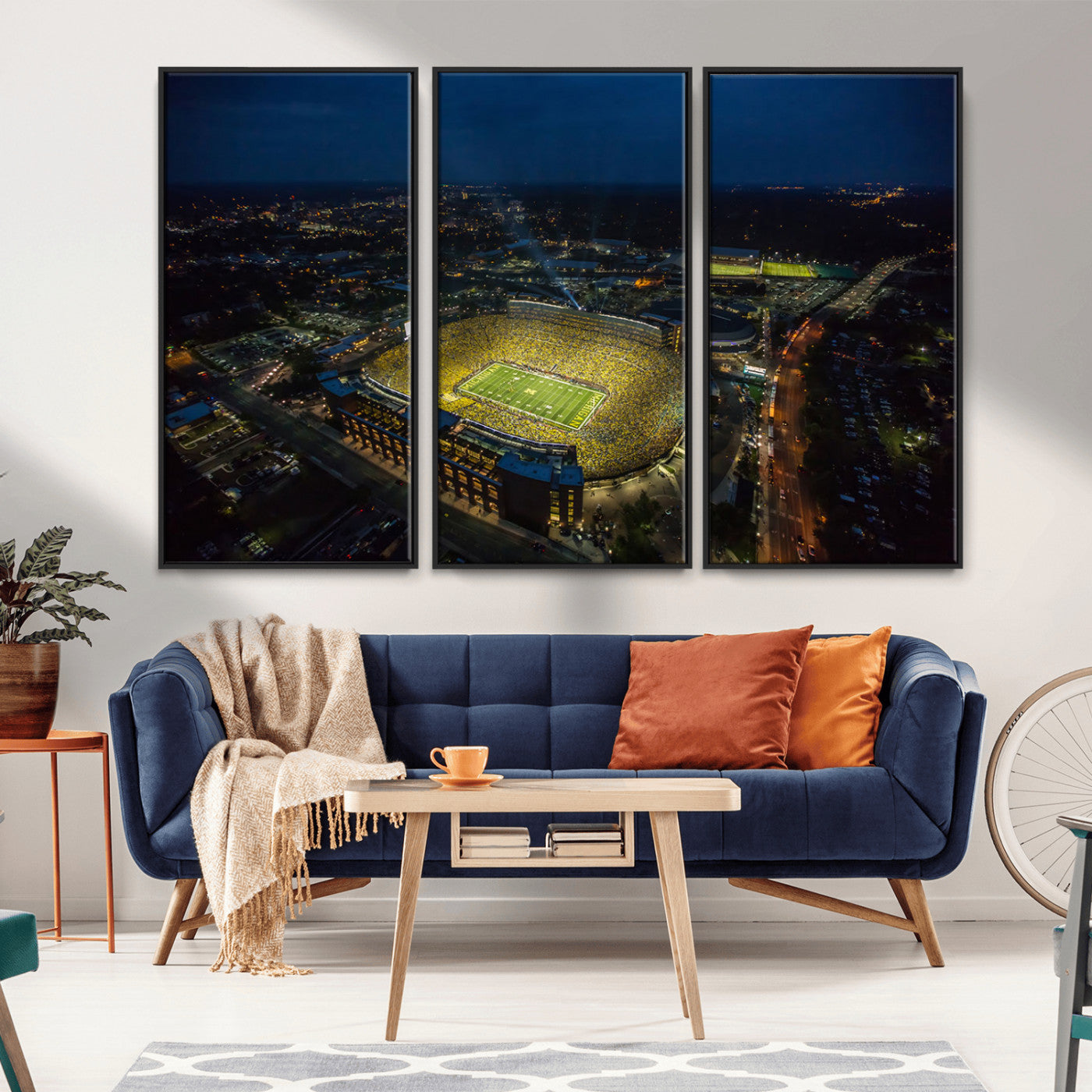 MGV-FC-48X32-3P - Michigan Wolverines Football Team Print - Michigan Stadium Wall Art Canvas Print
