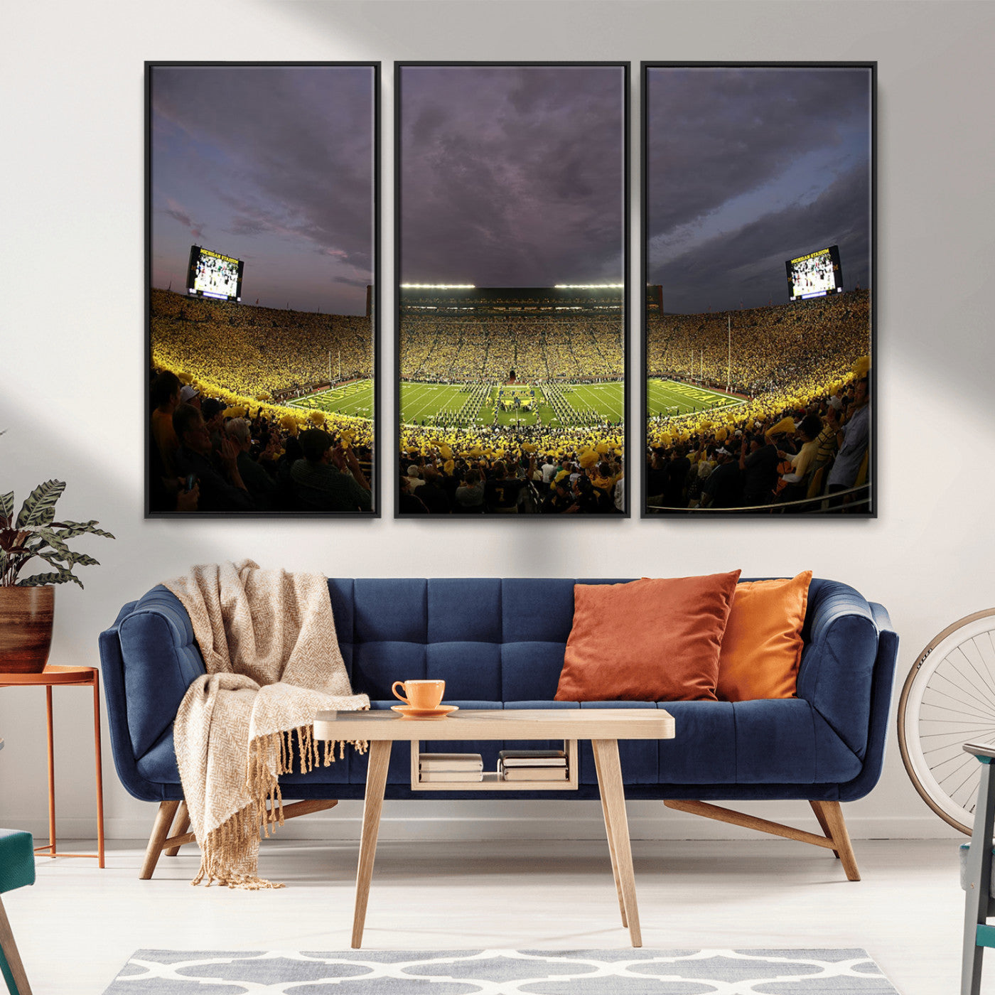 MGV-FC-48X32-3P - Michigan Wolverines Football Team Print - Michigan Stadium Wall Art Canvas Print