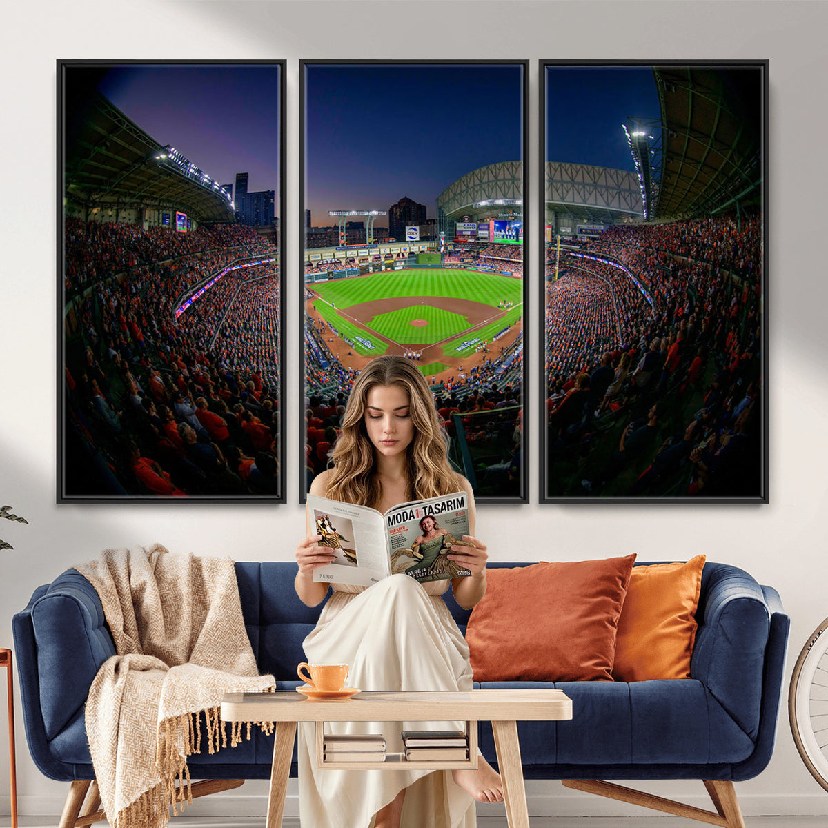 44322-MGV-CV-36X24 - Houston Astros Baseball Print Canvas, Houston Minute Maid Park Stadium Wall Art