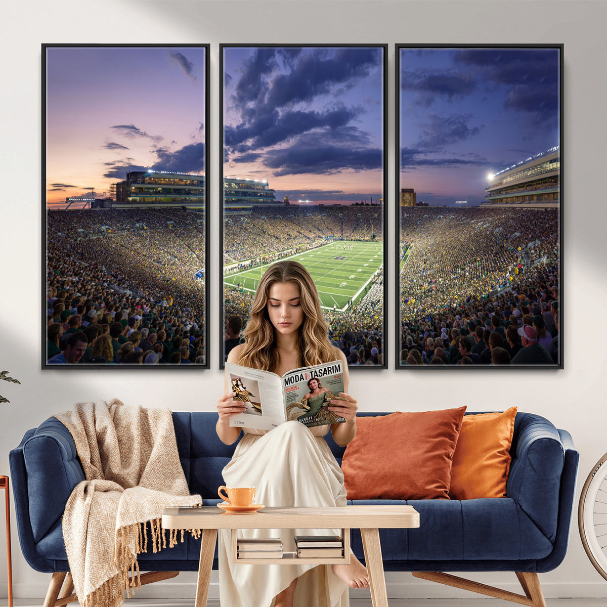 50825-MGV-CV-36X24 - Notre Dame Fighting Irish Football Team Print, Notre Dame Stadium Wall Art Canvas Print