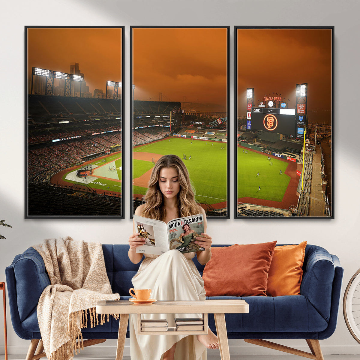 31315-MGV-CV-36X24 - San Francisco Giants Baseball Team Print, Oracle Park Stadium Wall Art Canvas Print