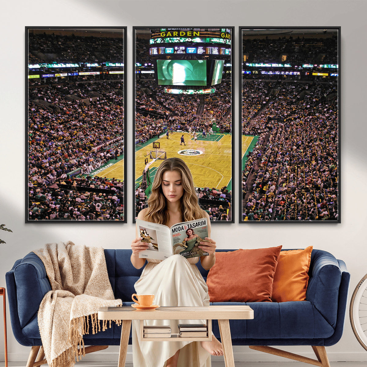 21705-MGV-CV-36X24 - TD Garden Basketball Canvas Wall Art | Boston Celtics Live Action
