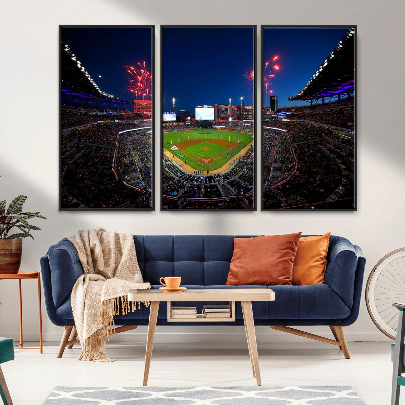 MGV-FC-48X32-3P - Truist Park Atlanta Braves Baseball Stadium Wall Art Print | Large 3-Panel Canvas Print for Sports