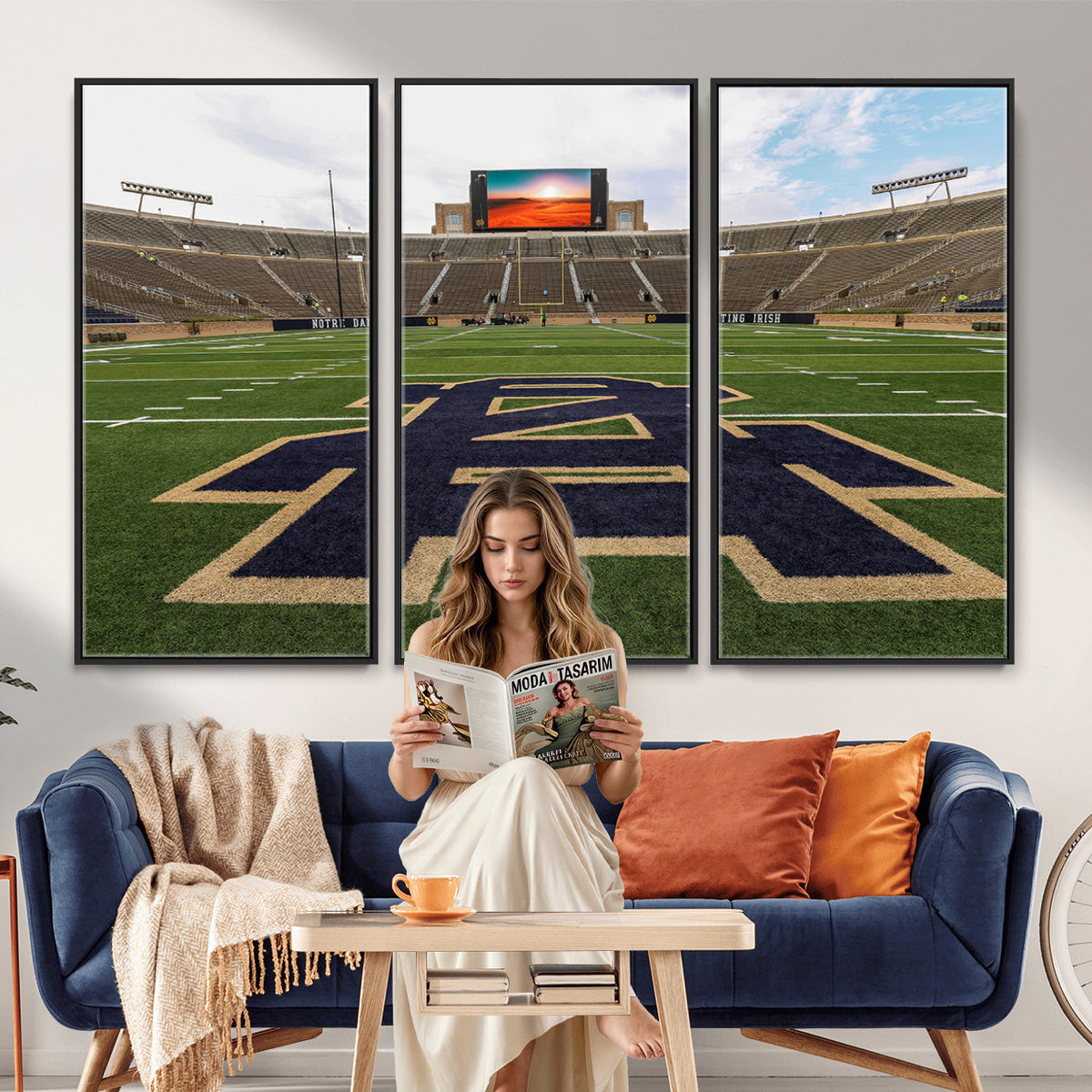 52835-MGV-CV-36X24 - Notre Dame Stadium Giclee Canvas Print | Triptych Wall Art Featuring Iconic Notre Dame Football