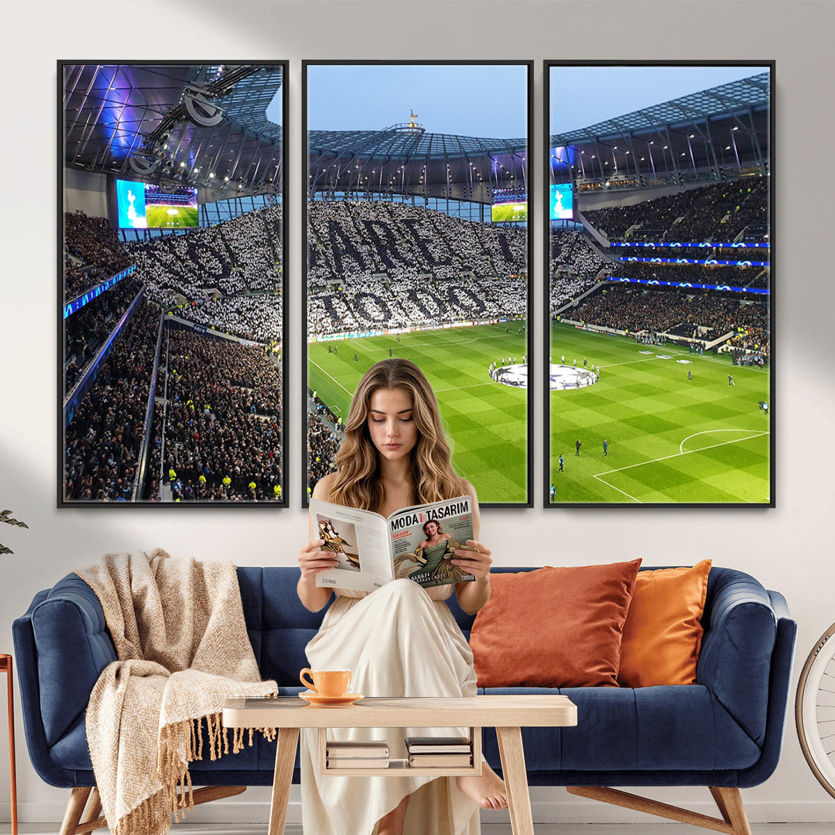 38765-MGV-CV-36X24 - Tottenham Hotspur Stadium Canvas Print, Match Day Triple Canvas Wall Art