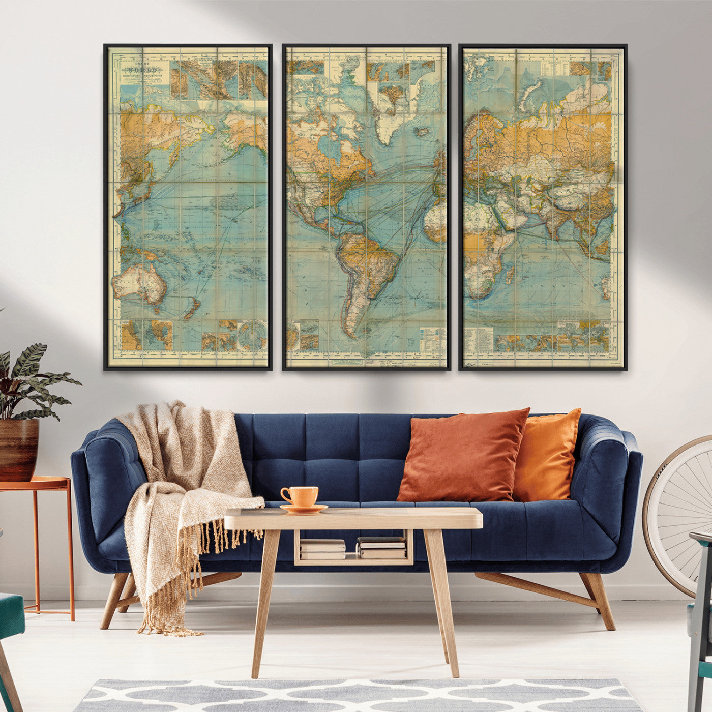MGV-FC-48X32-3P - Push Pin World Map Canvas Print – Framed Wall Art for Couples to Track Their Travels – Anniversary