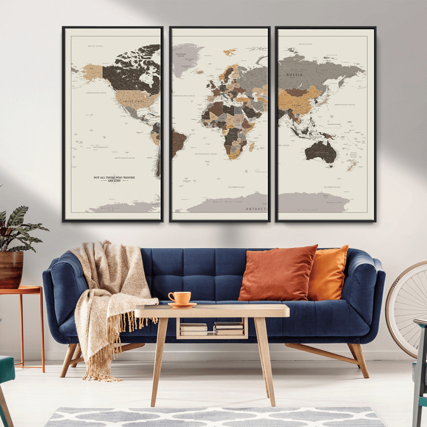 MGV-FC-48X32-3P - Push Pin World Map Canvas Print – Framed Wall Art for Couples to Track Their Travels – Anniversary