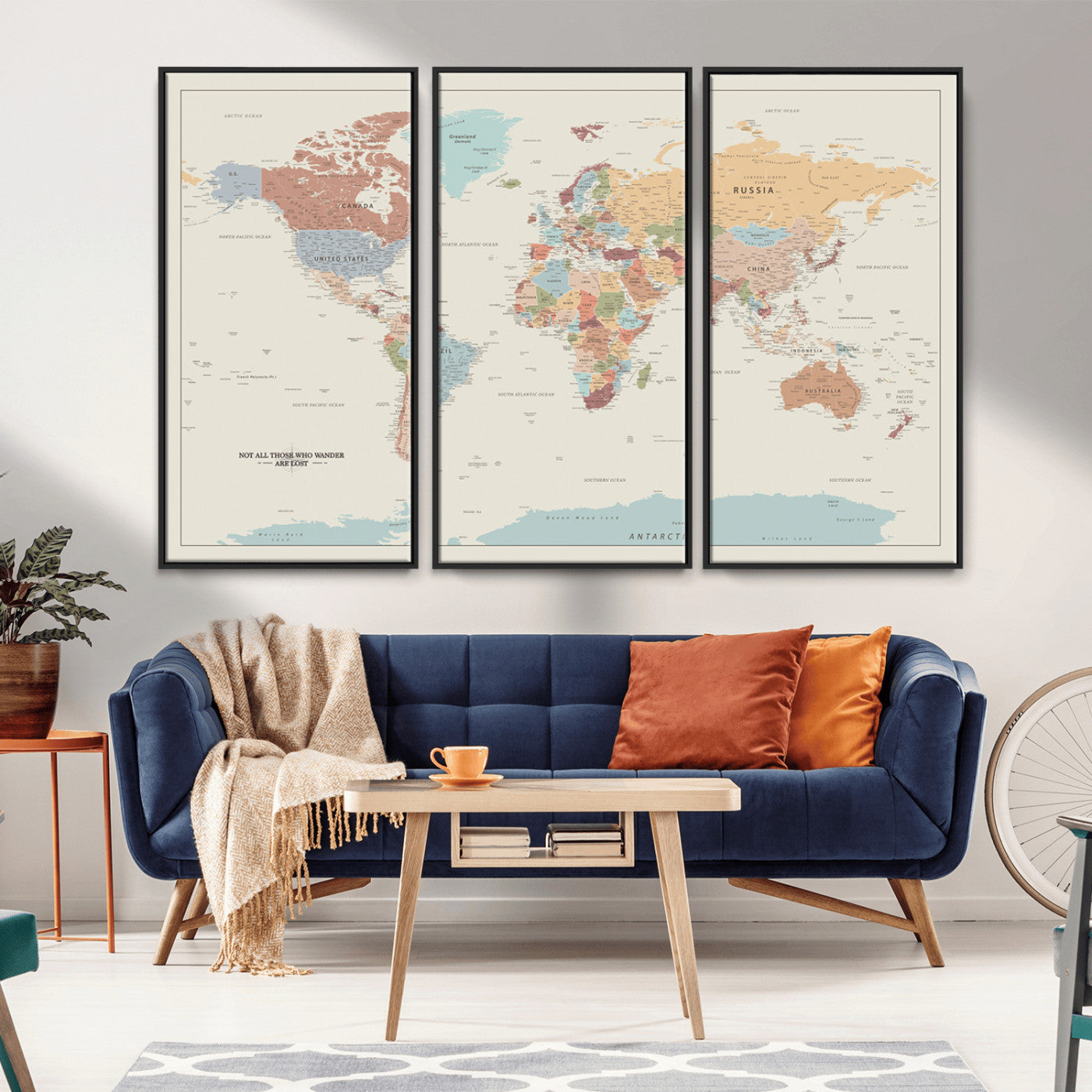 MGV-FC-48X32-3P - Push Pin World Map Canvas Print – Framed Wall Art for Couples to Track Their Travels – Anniversary
