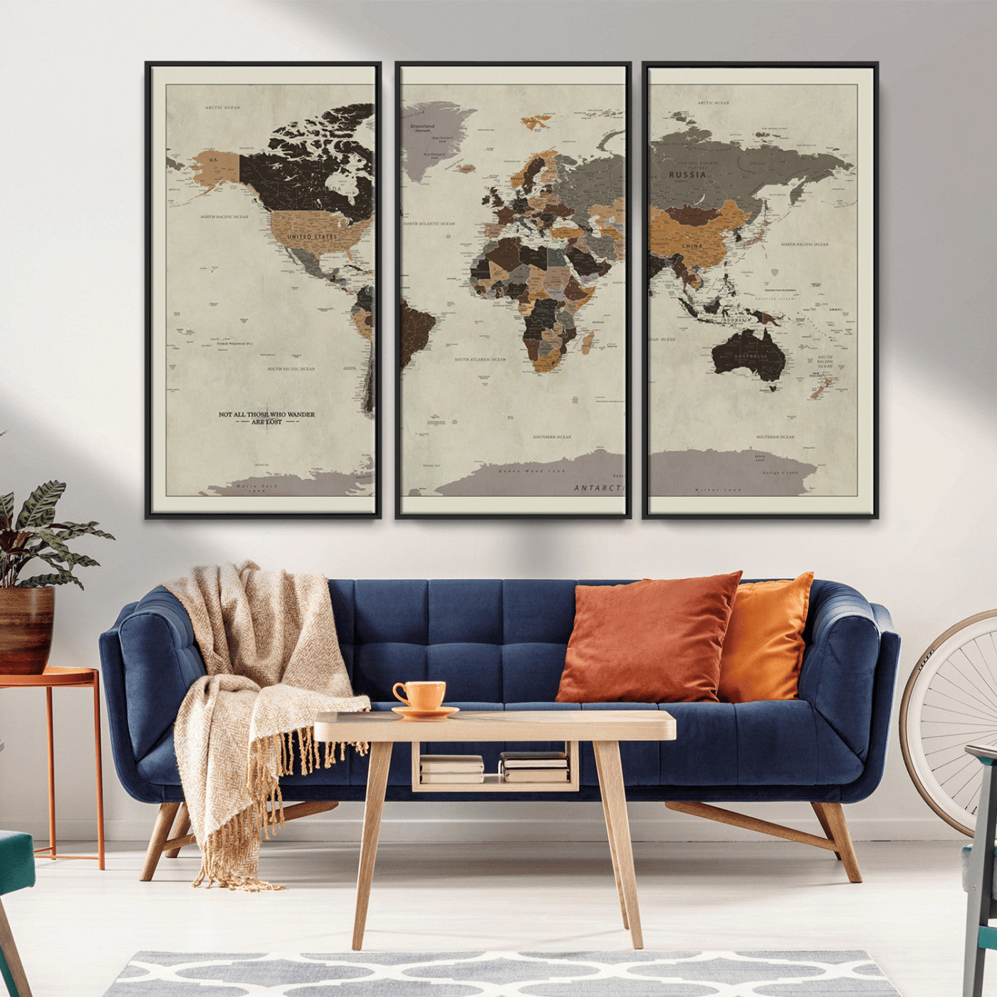 MGV-FC-48X32-3P - Push Pin World Map Canvas Print – Framed Wall Art for Couples to Track Their Travels – Anniversary