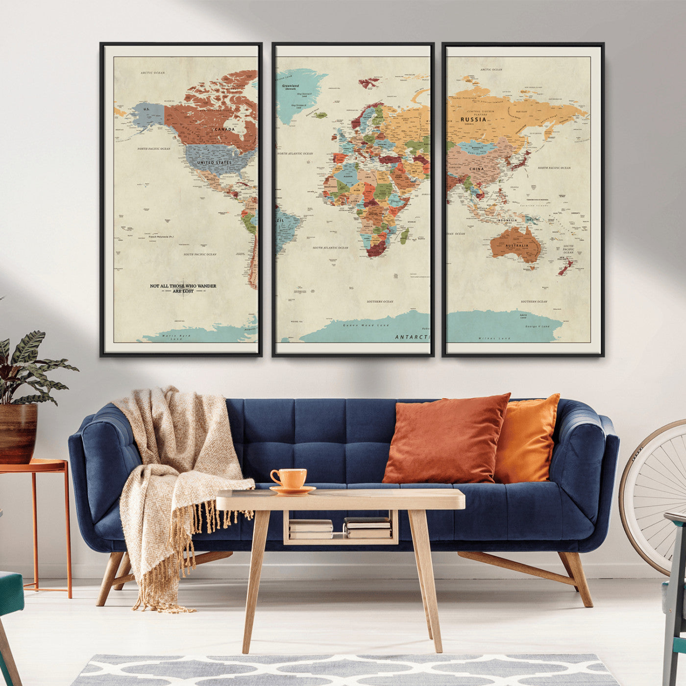 MGV-FC-48X32-3P - Push Pin World Map Canvas Print – Framed Wall Art for Couples to Track Their Travels – Anniversary