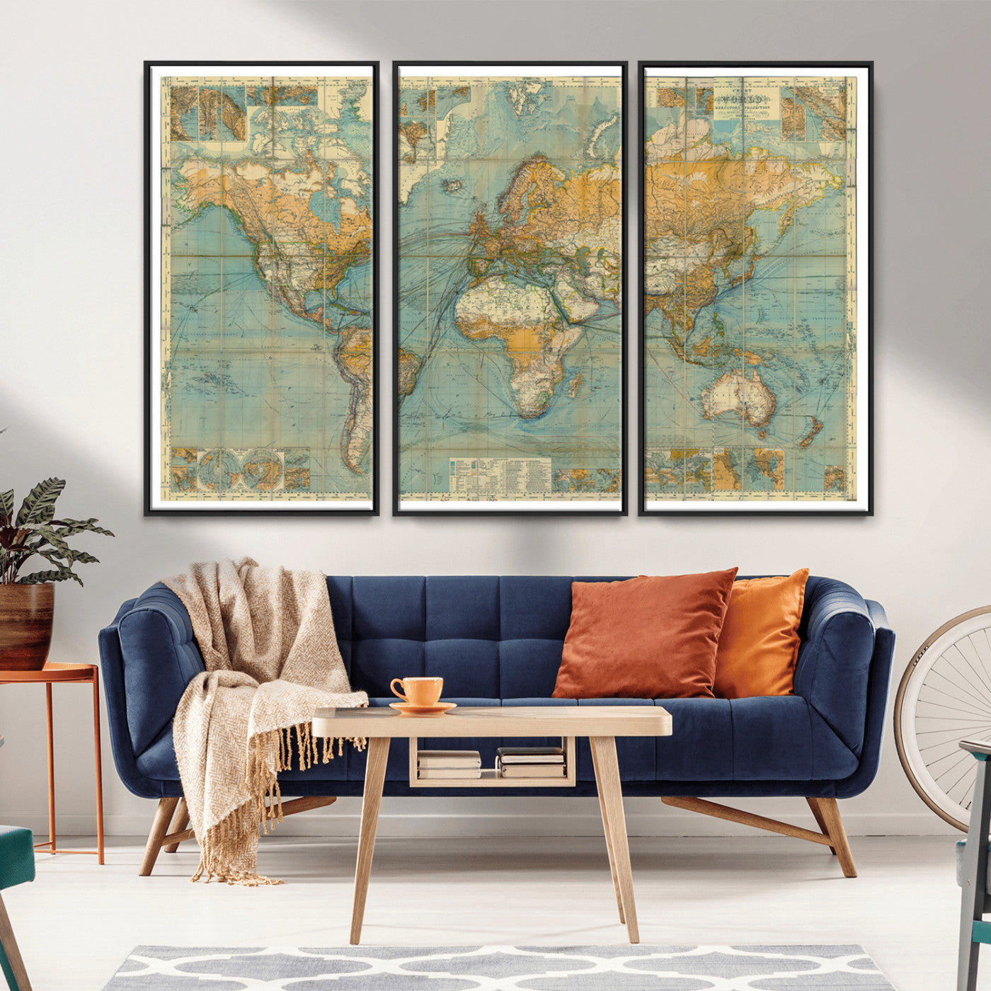 MGV-FC-48X32-3P - Push Pin World Map Canvas Print – Framed Wall Art for Couples to Track Their Travels – Anniversary