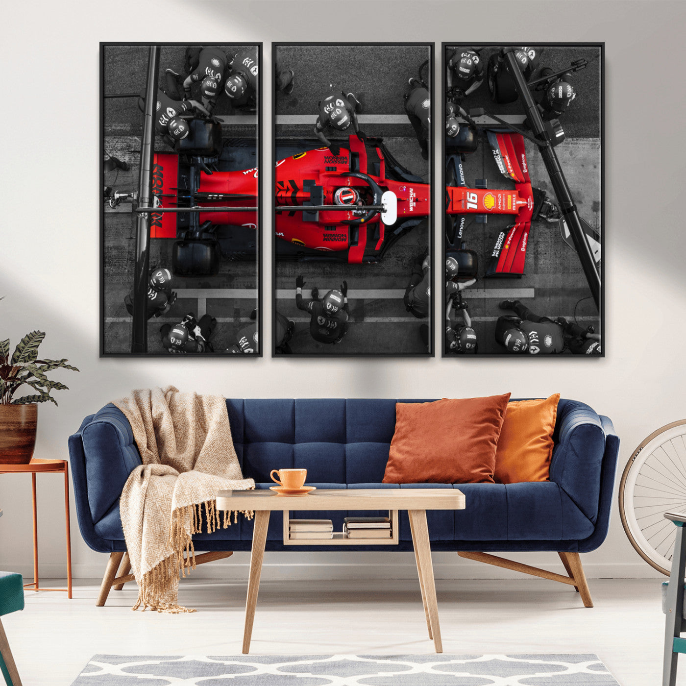 MGV-FC-48X32-3P - Ferrari Pit Stop Canvas Wall Art – Precision and Speed Captured in Bold Motorsport Imagery – Ready