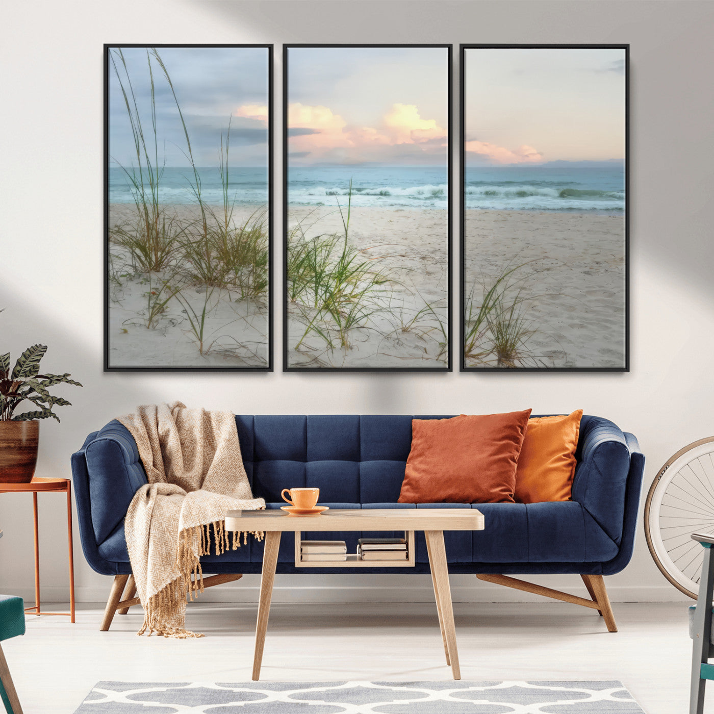 MGV-FC-48X32-3P - Flight Over Coastal Beach Landscape, Flight Over Coastal Beach Print Canvas Wall Art