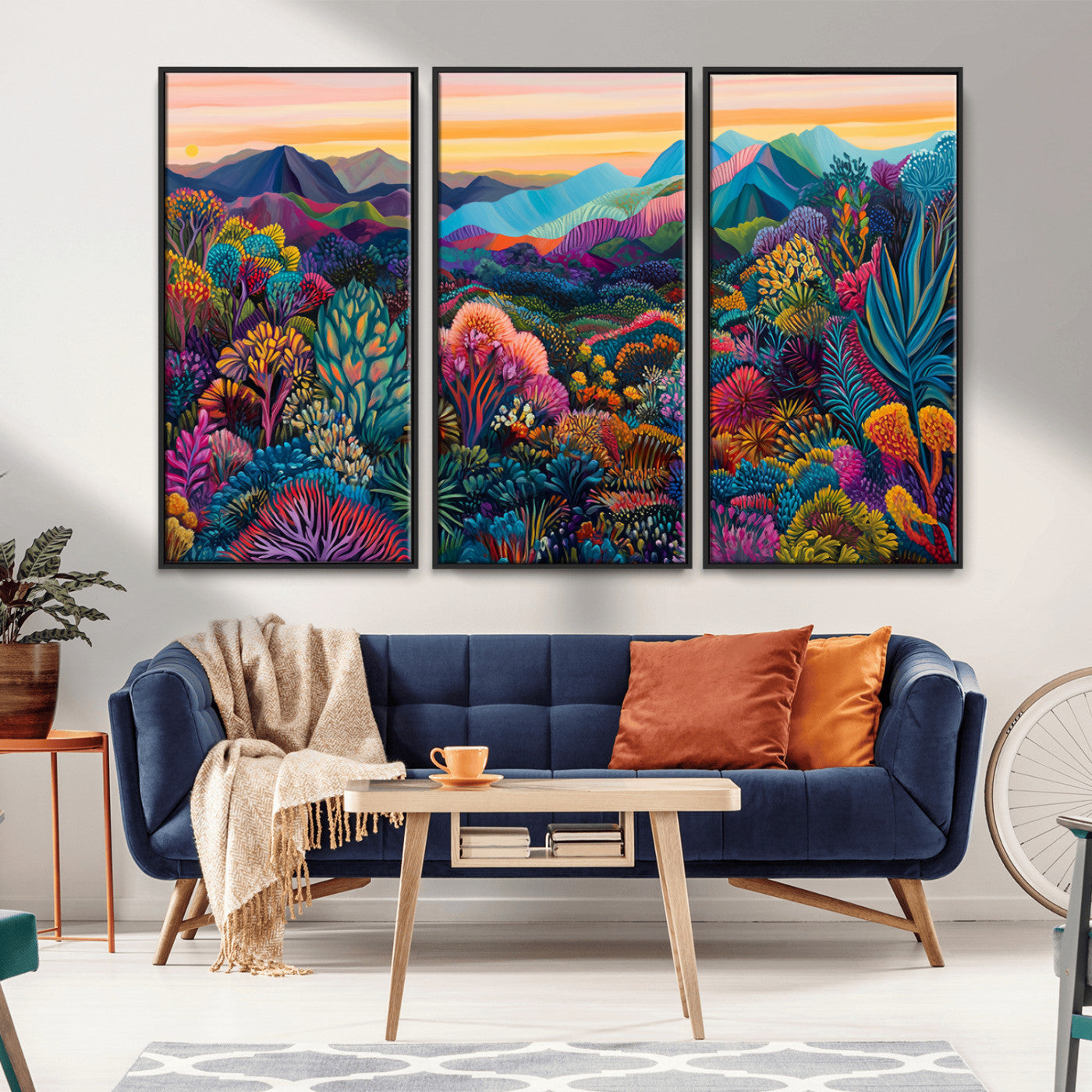 MGV-FC-48X32-3P - Colorful Abstract Landscape Wall Art Print Canvas - Vibrant Modern Decor for Living Room, Office, or