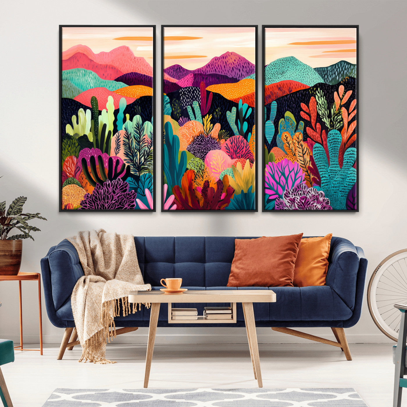MGV-FC-48X32-3P - Abstract Kusama Print - Landscape Canvas Wall Art Print - Vibrant Modern Decor for Living Room,
