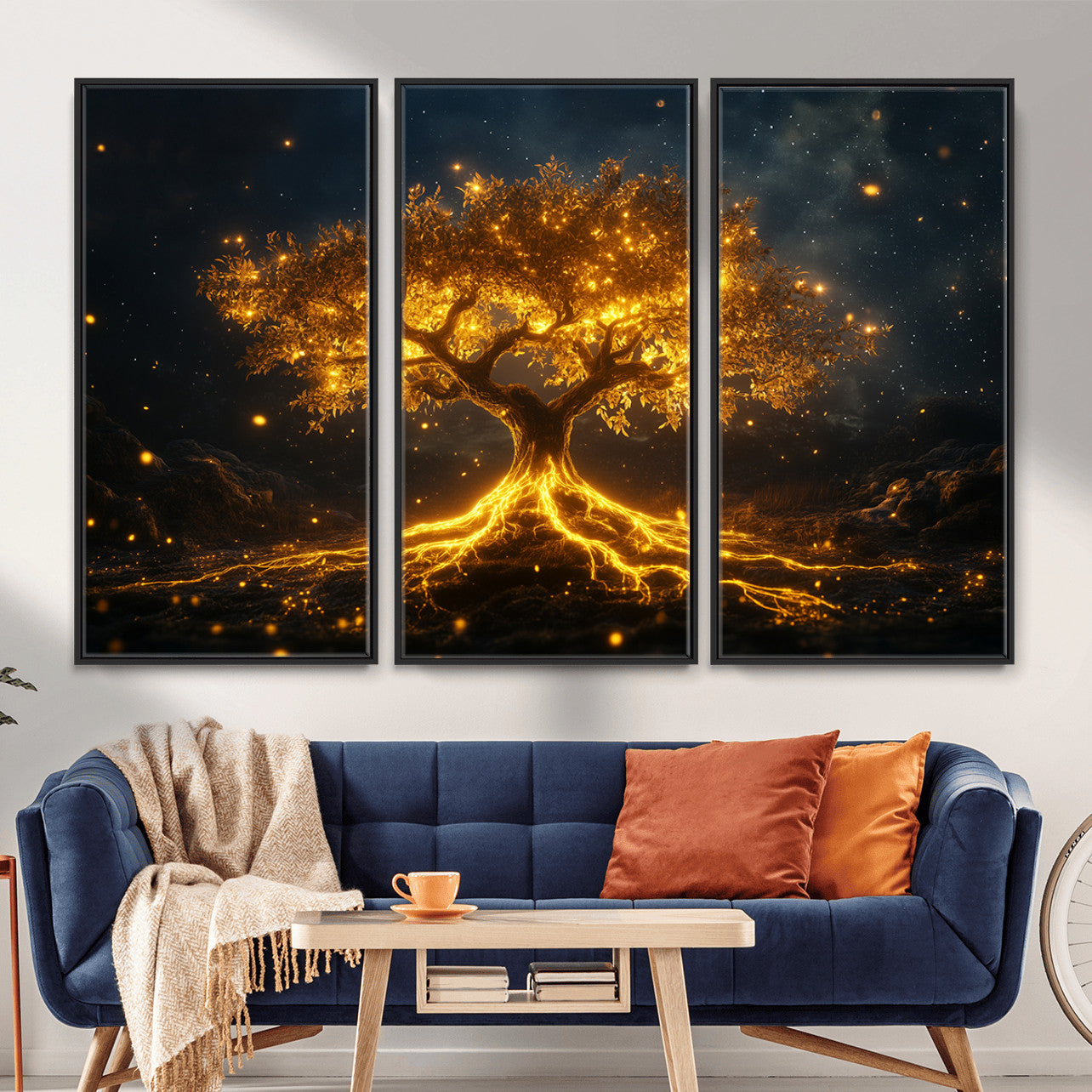 60194-MGV-CV-36X24 - Golden Tree of Life Canvas Wall Art Print - Majestic Tree of Life Print for Living Room and Office Decor
