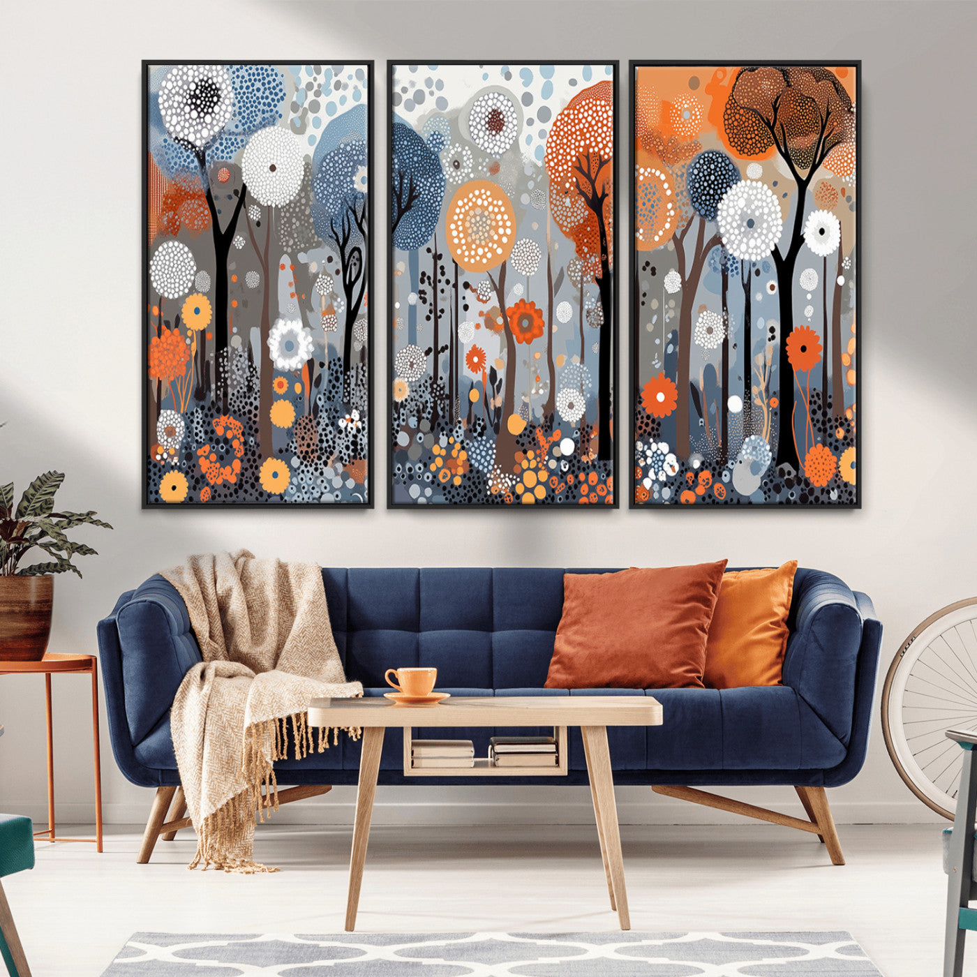 MGV-FC-48X32-3P - Abstract Winter Landscape Canvas Wall Art Print - Large Colorful Nature Wall Decor