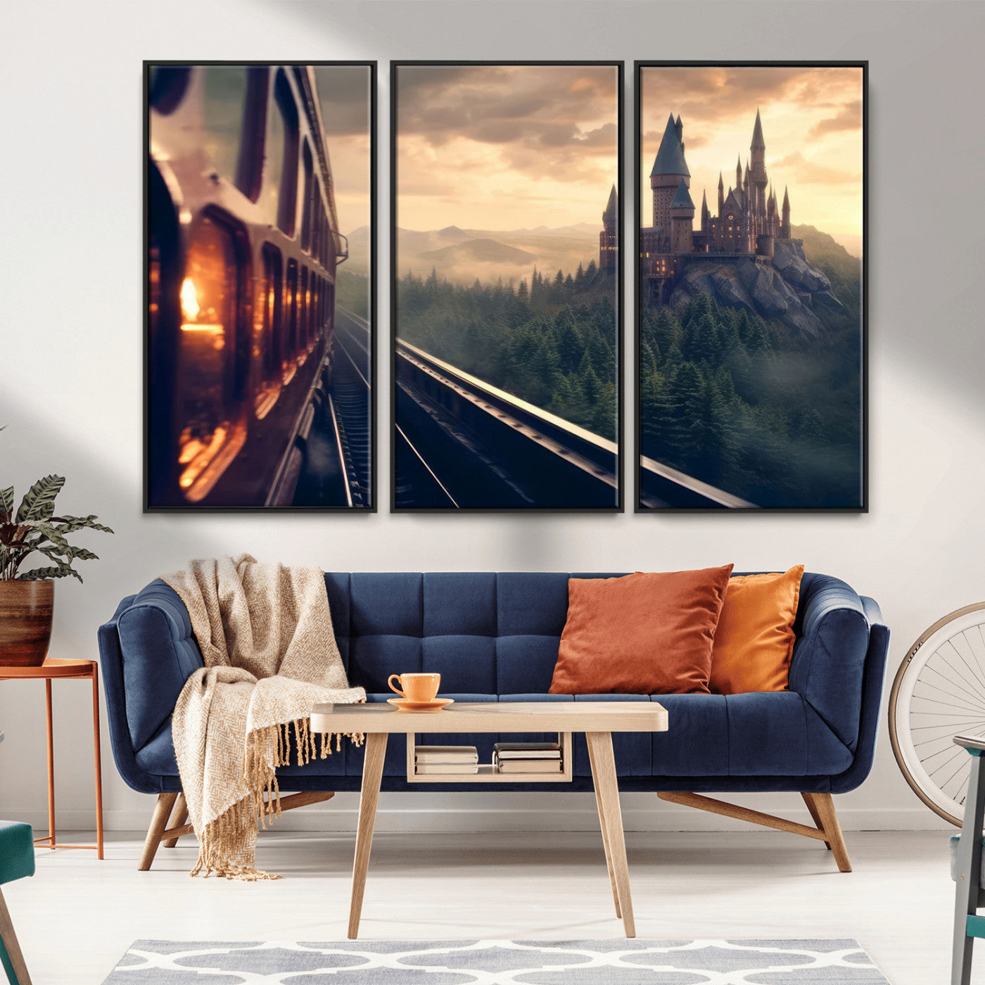 MGV-FC-48X32-3P - Harry Castle Wall Art Canvas Print, Wizard School Wall Art Print, Movie Wall Art Print