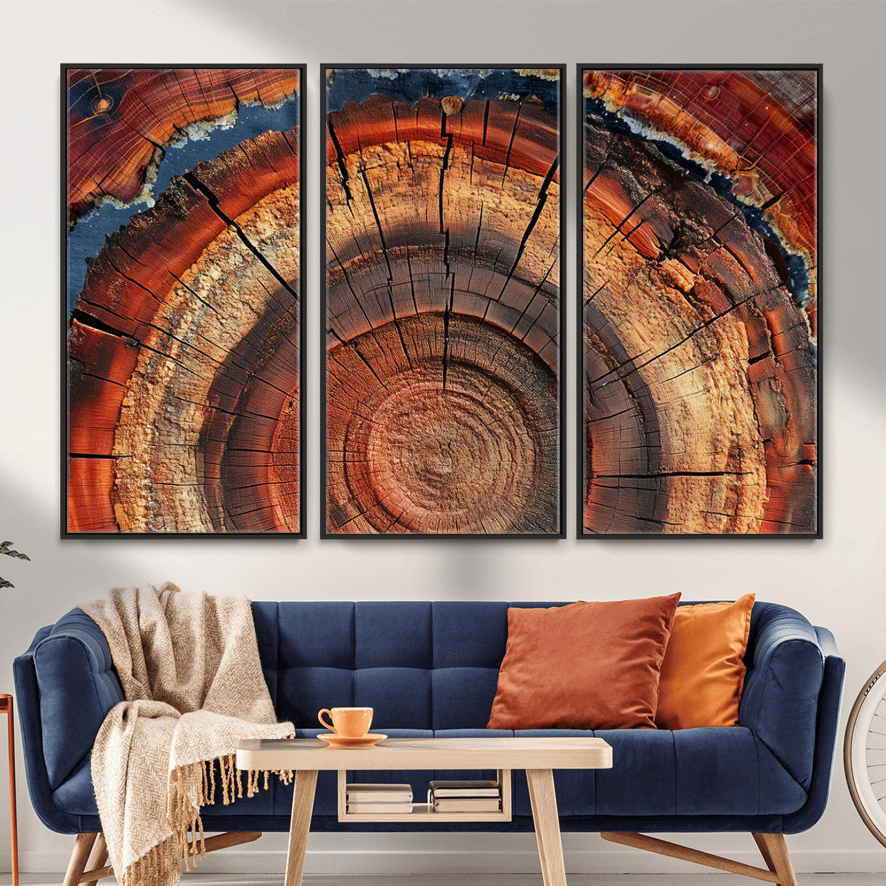 28555-MGV-CV-36X24 - Abstract Tree Ring Art Wall Art Canvas Print for Modern Farmhouse Decor, Colorful Tree Ring Wall Decor, Minimalist Home Canvas Art