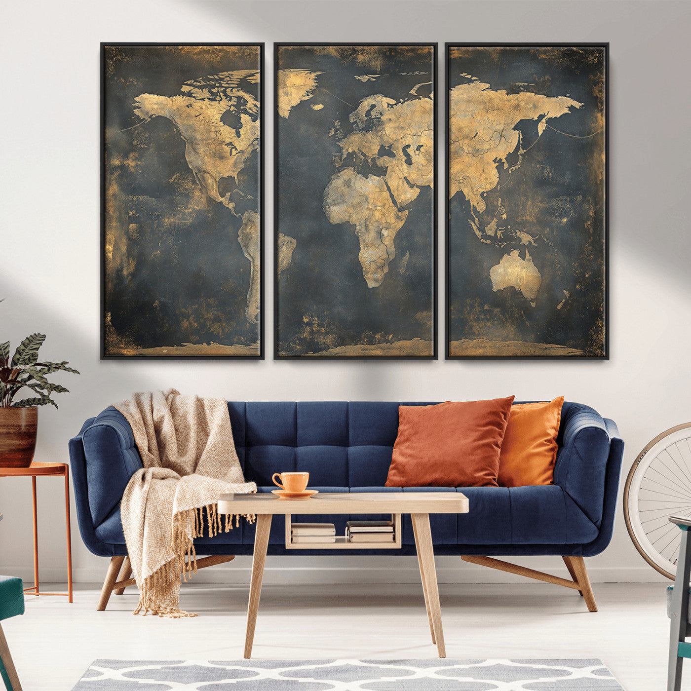 MGV-FC-48X32-3P - Push Pin World Map Canvas Print – Framed Wall Art for Couples to Track Their Travels – Anniversary