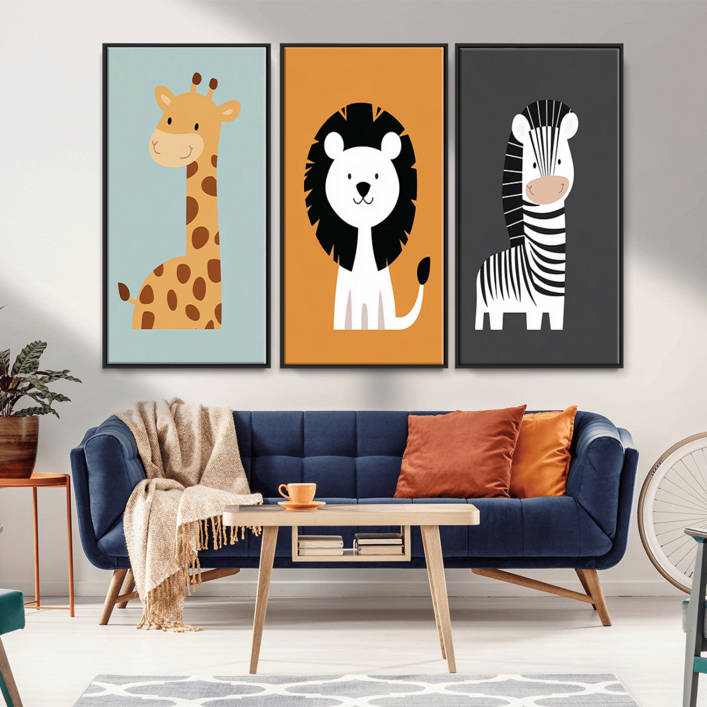 MGV-FC-48X32-3P - Boho Jungle Animal Nursery Wall Art Prints - Safari Decor in Earth Tones for Modern and Stylish